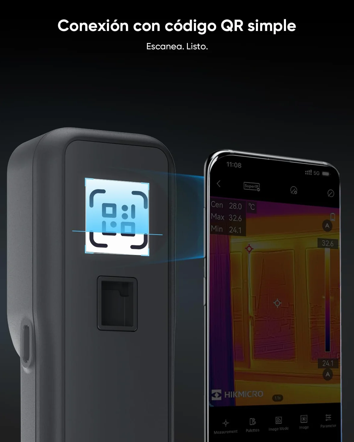 Cámara térmica inalámbrica HIKMICRO Mini2W - iOS/Android, Resolución IR 256x192, cámara térmica con cámara visual, SuperIR 512×384, Enfoque manual, para teléfono/tablet/PC con Windows