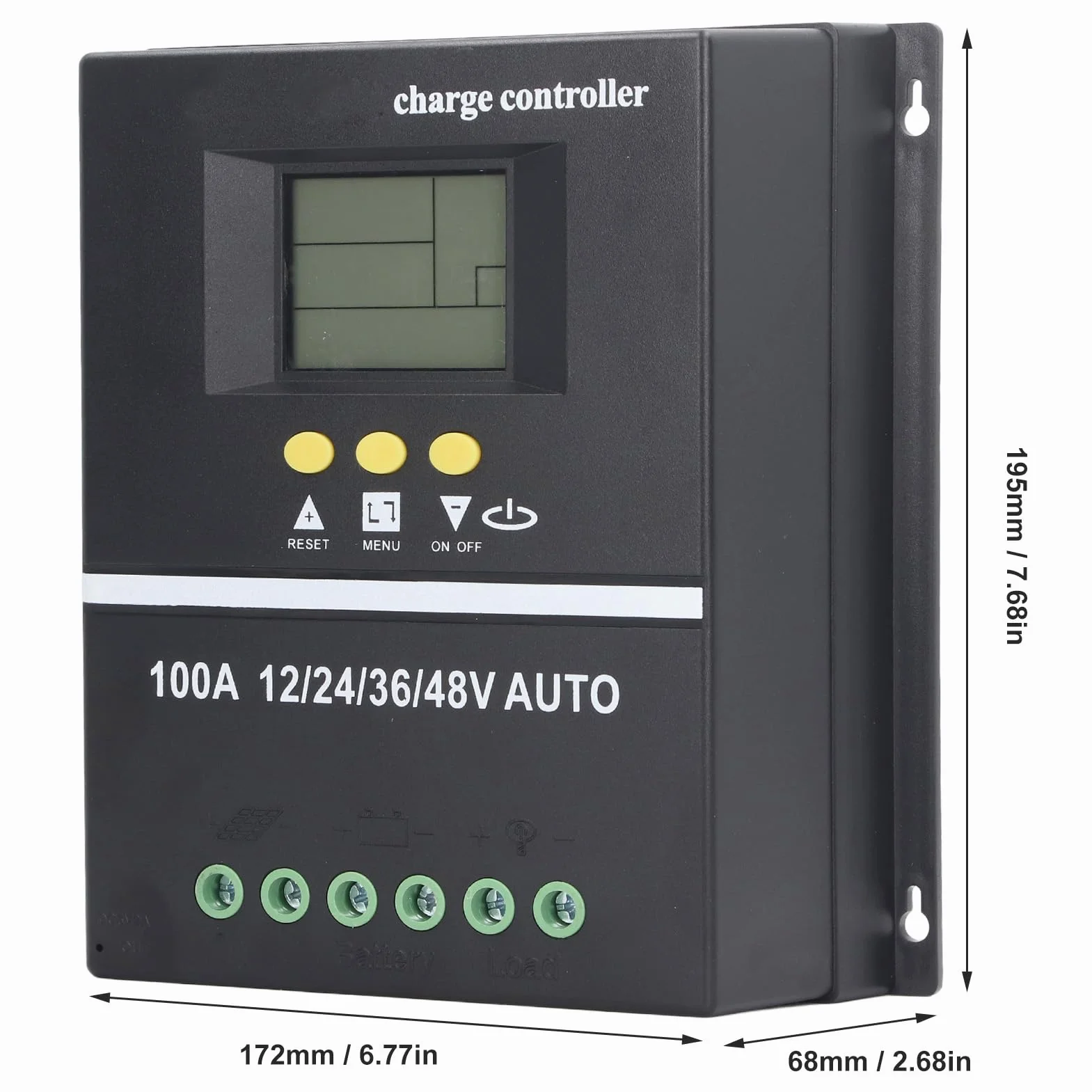 Controlador de Carga Solar MPPT 100A 12V 24V 36V 48V Identificación Automática Controlador de Carga del Regulador Solar USB Dual con Pantalla LCD