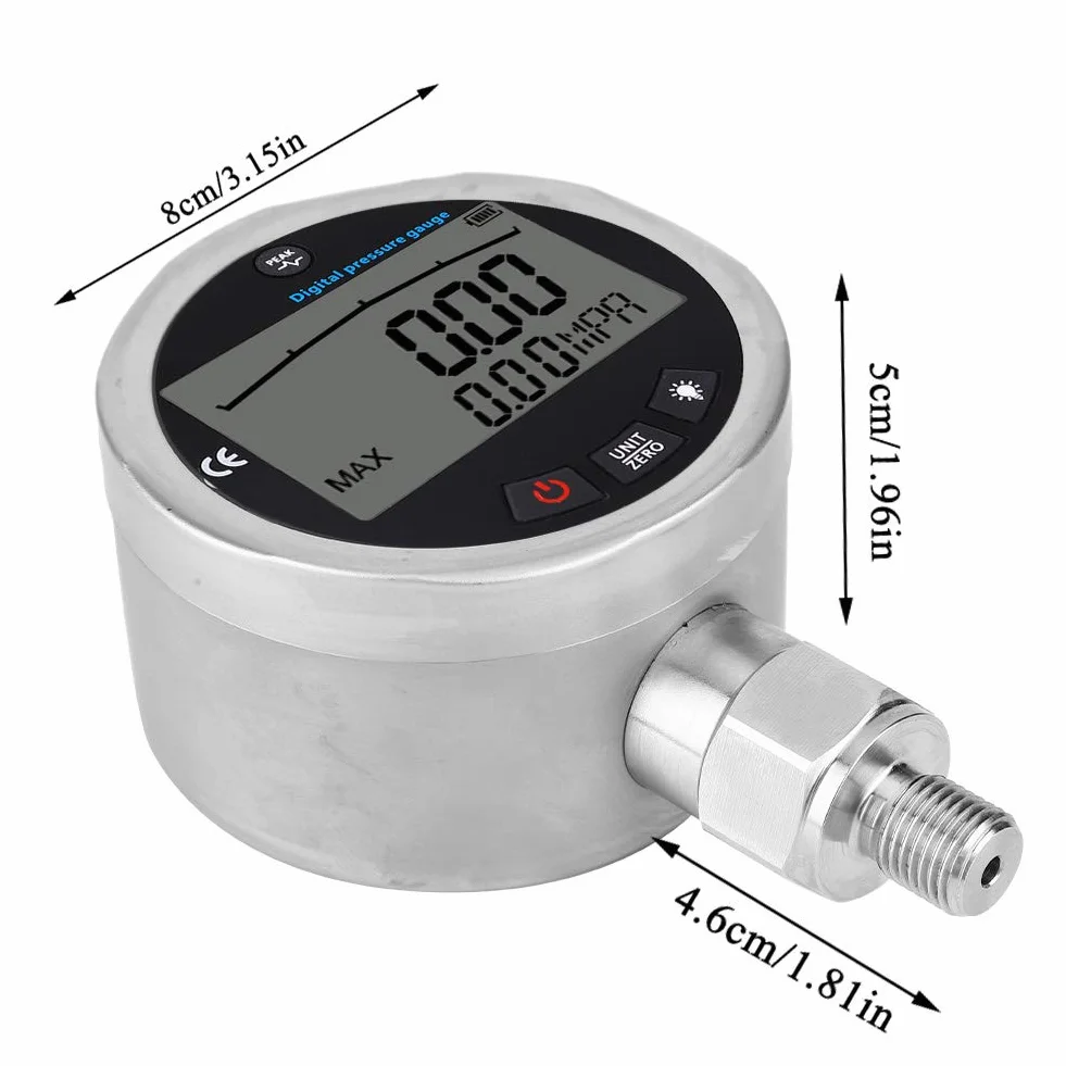 HG-806XB Manómetro Hidráulico Digital de 3,15 0-5800 PSI Manómetro de Presión con Conector G1/4 NPT con Pantalla LCD, Manómetro Digital 400BAR 0-40Mpa