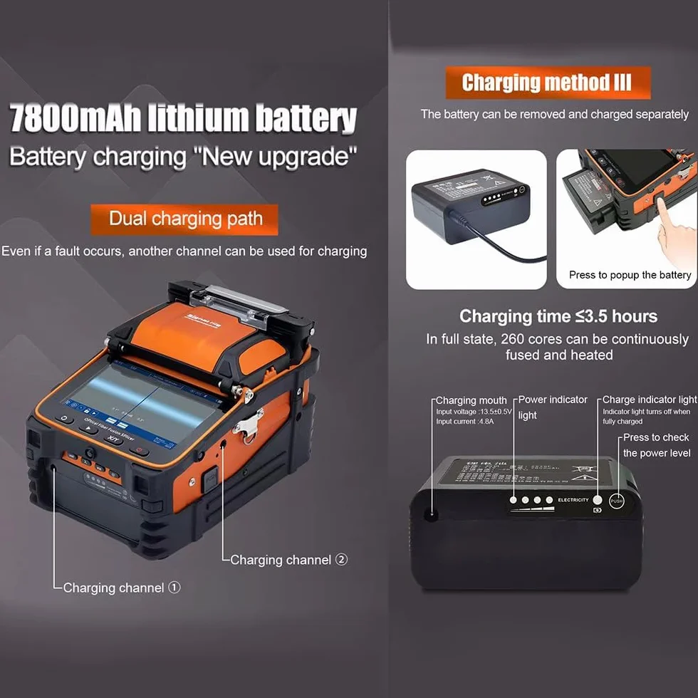 Signal fire Modelo AI-9 - Empalmador de fusión de fibra óptica de seis motores de alineación de núcleo de fibra empalme de fusión automática FTTH fibra óptica empalme 5S calefacción 15S