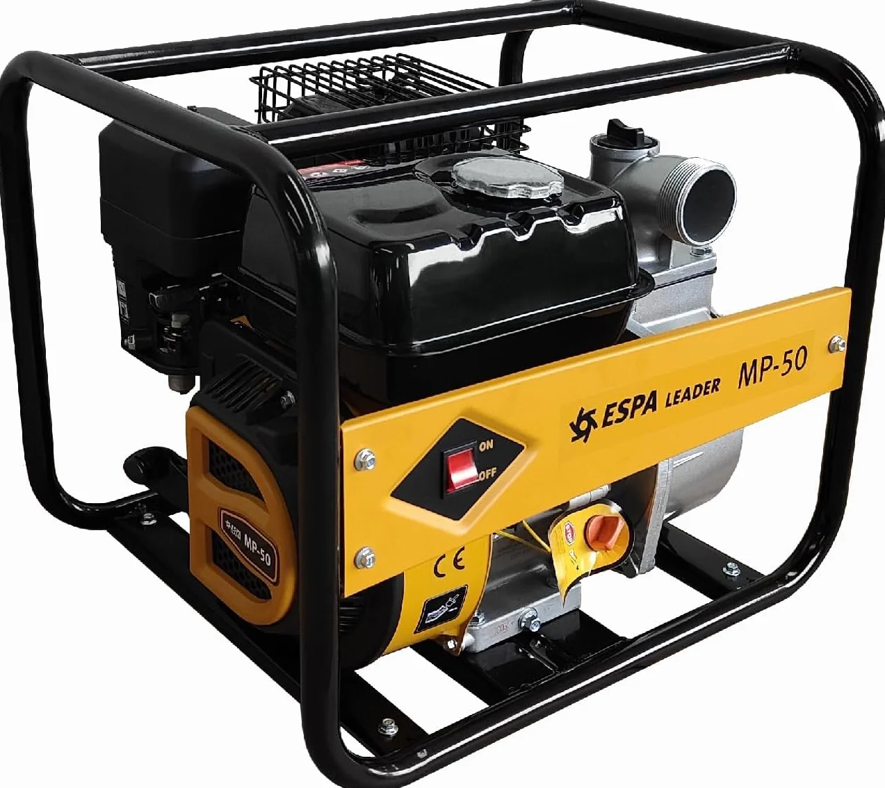 ESPA LEADER Motobomba MP-50, Motor Gasolina 4 Tiempos, Caudal Máx 32.000 l/h, Autonomía 2,2 h, Bomba de Agua para Achique, Vaciados de Emergencia, Inundaciones y Riego Agrícola