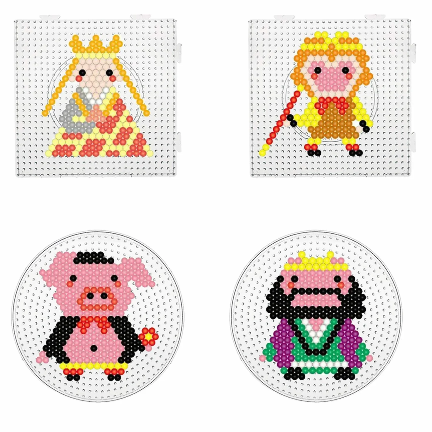 Pegboards Plantillas Grandes 5mm 6 Pz con Cuentas Blancas 4 Pz Papel de Planchado 10 Pz Placas Cuadrado Transparente para Cuentas Niños Artesanía Perlas
