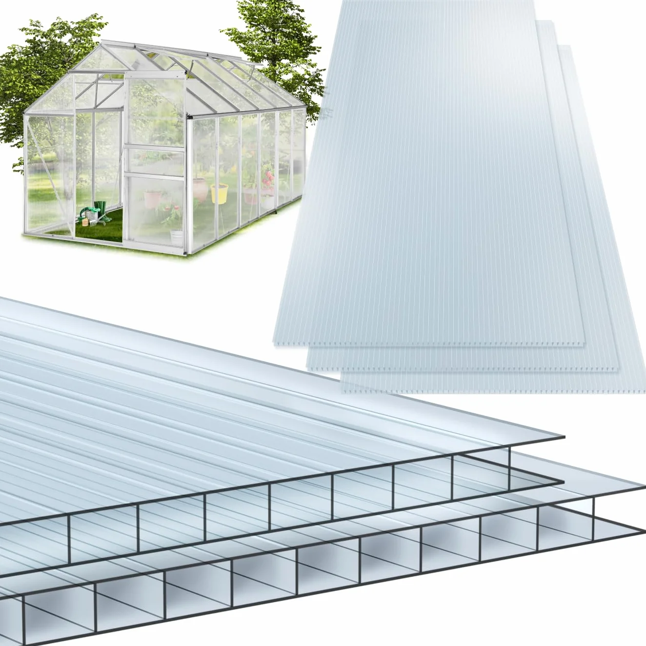 tectake Placas de Policarbonato Transparente 121x60.5x0.4 cm Resistente UV Exterior Tejado Marquesina