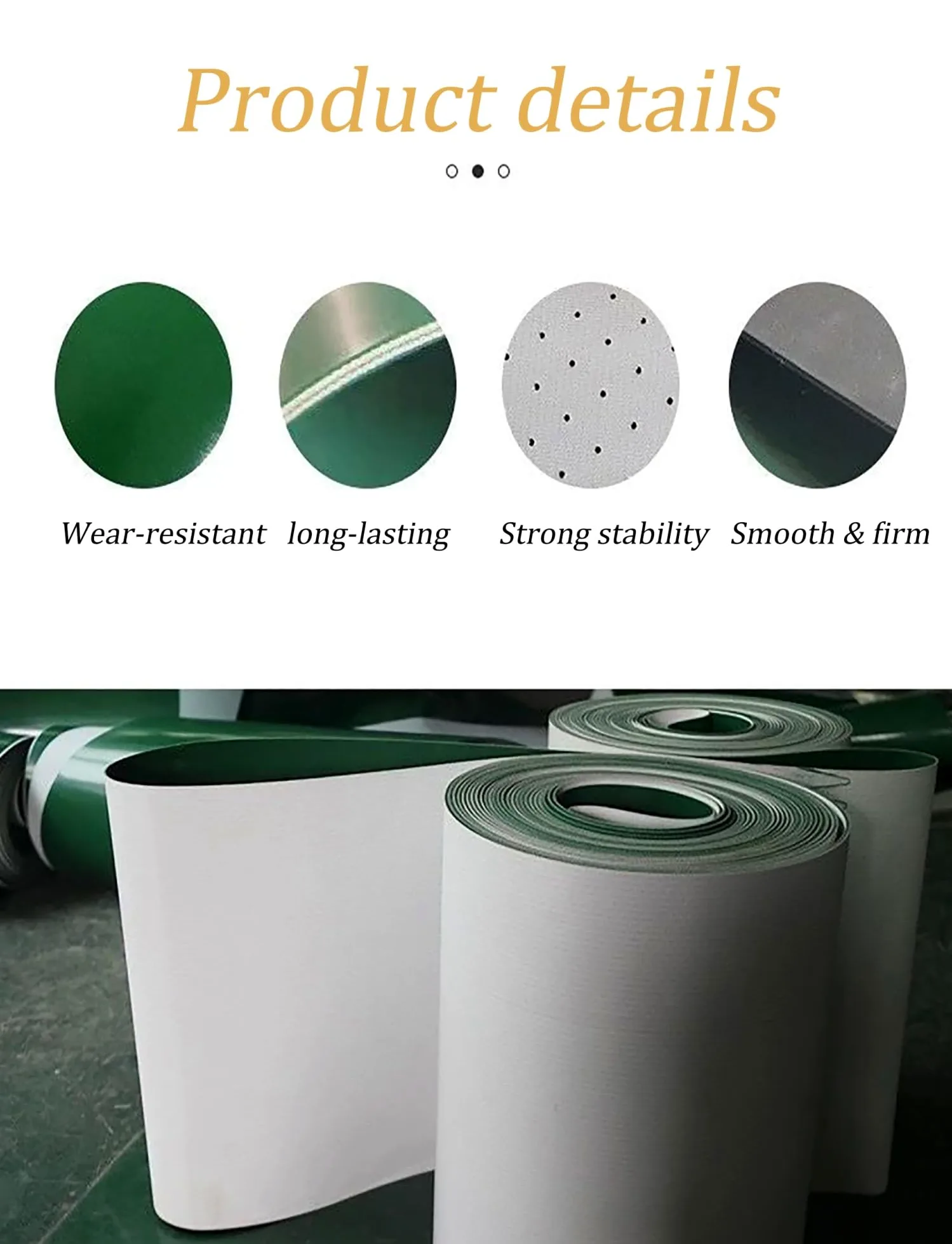 Cinta transportadora Plana de PVC Ligera, Apta para el Transporte Industrial, de Color Verde, de 110x28 cm, Ideal para la manipulación de Materiales en fábricas y líneas de envasado de produ