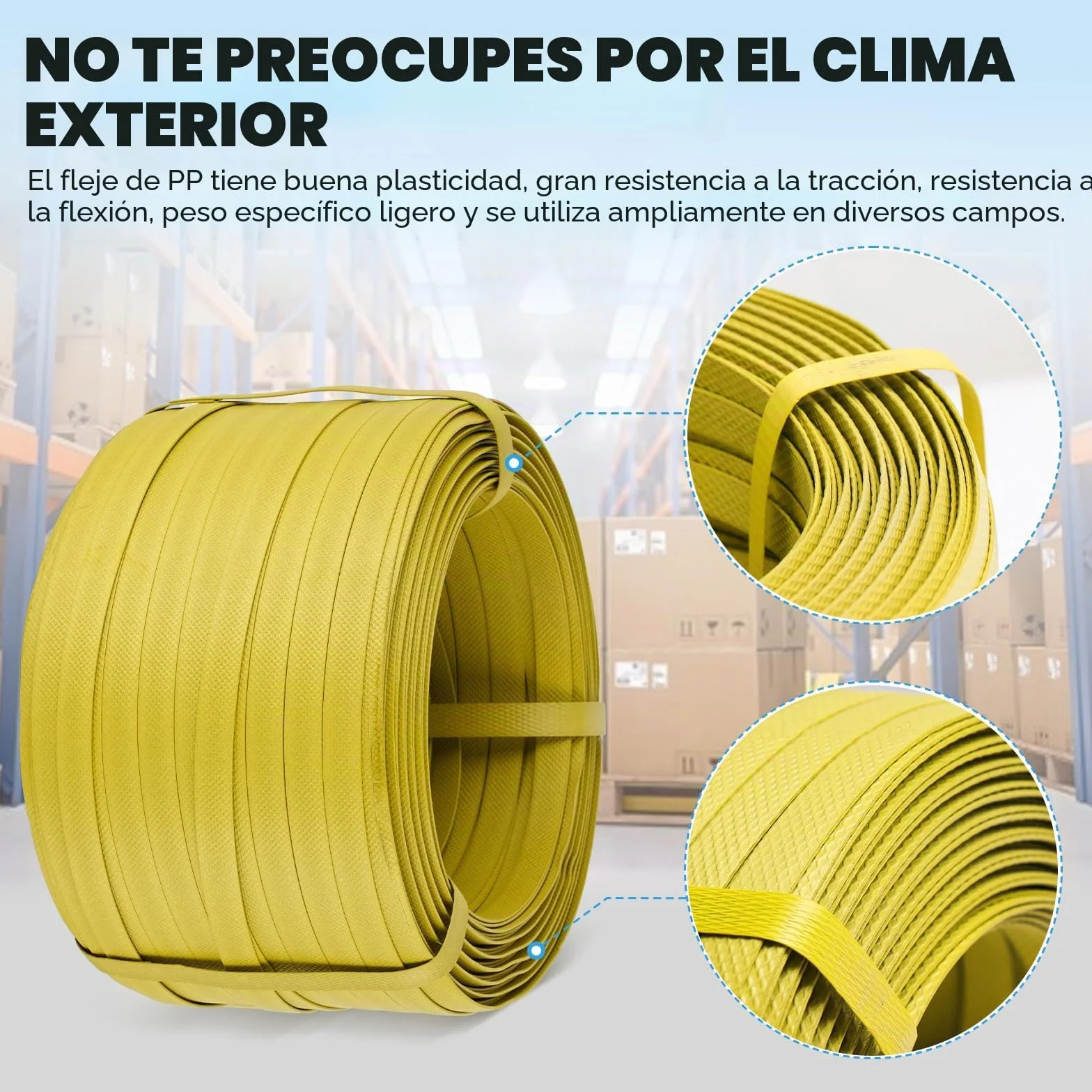 BAOSHISHAN Kit de flejado con 200M de fleje PP(Polipropileno) Herramienta de flejado manual para fleje PET/PP de 13-19mm de ancho y 0,6-1mm de grosor