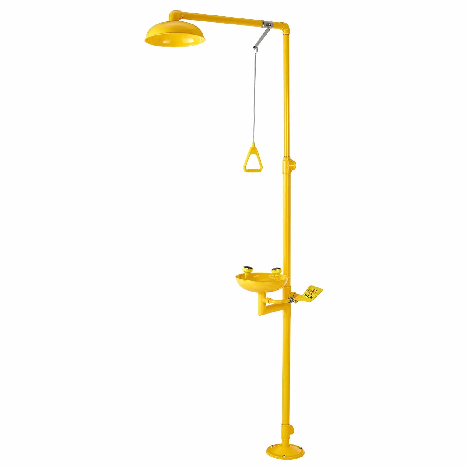 VEVOR Estación Lavaojos de Emergencia, Estación Lavaojos con Ducha de Emergencia 87 x 40 x 233 cm Diámetro del Lavabo para Lavado de Ojos de 27 cm para Escuelas, Laboratorios y Fábricas, Amarillo