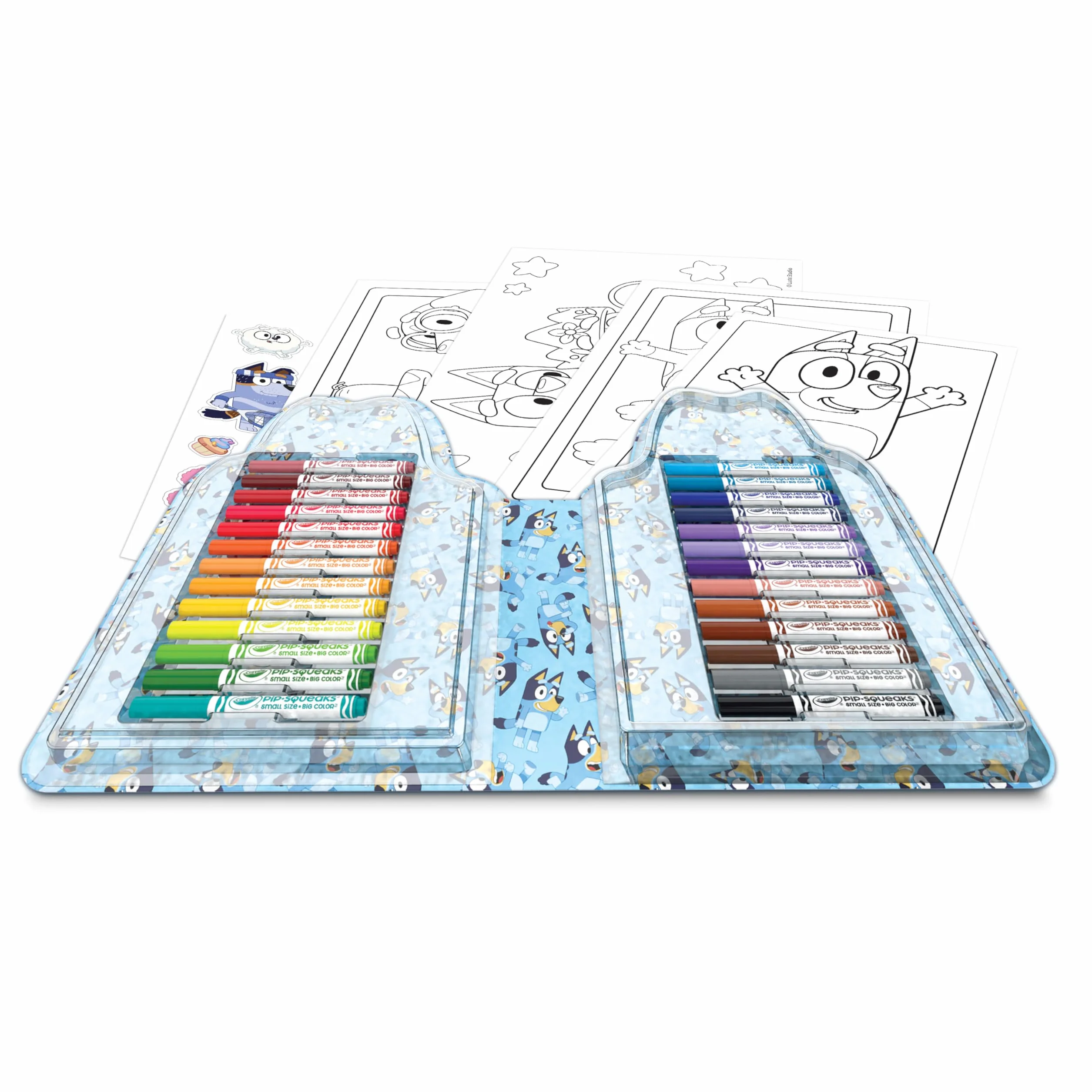 CRAYOLA Maletín Bluey para Colorear con Pegatinas, Set con rotuladores, 45 Piezas