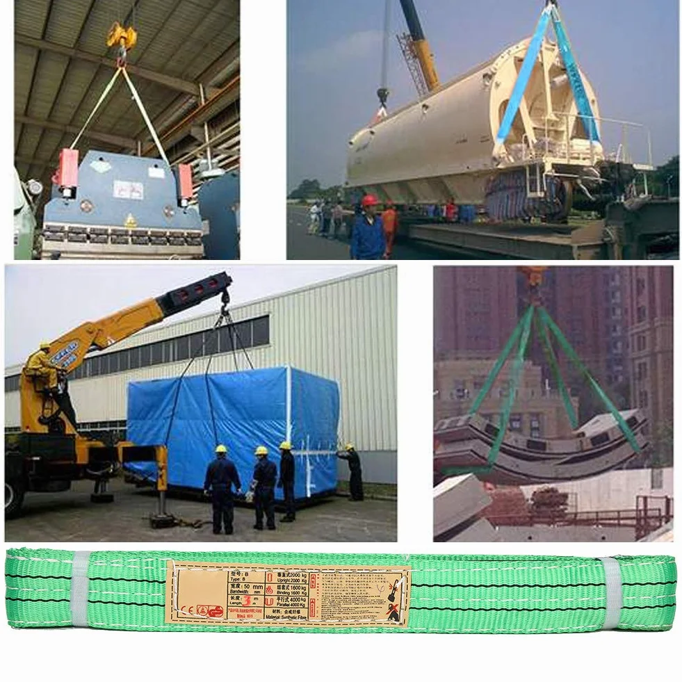 Eslinga de poliéster 3 m x 50 mm 30 Ton verde para elevación industrial