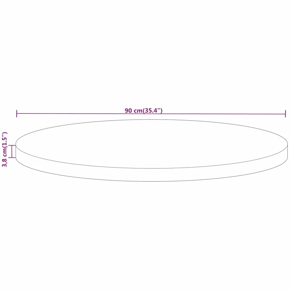 vidaXL Tablero de Mesa Redondo Madera Maciza de Mango Ø 90x3,8 cm, Superficie de Mesa, Tablero de Mesa de Madera, Tablero de Mesa de Centro