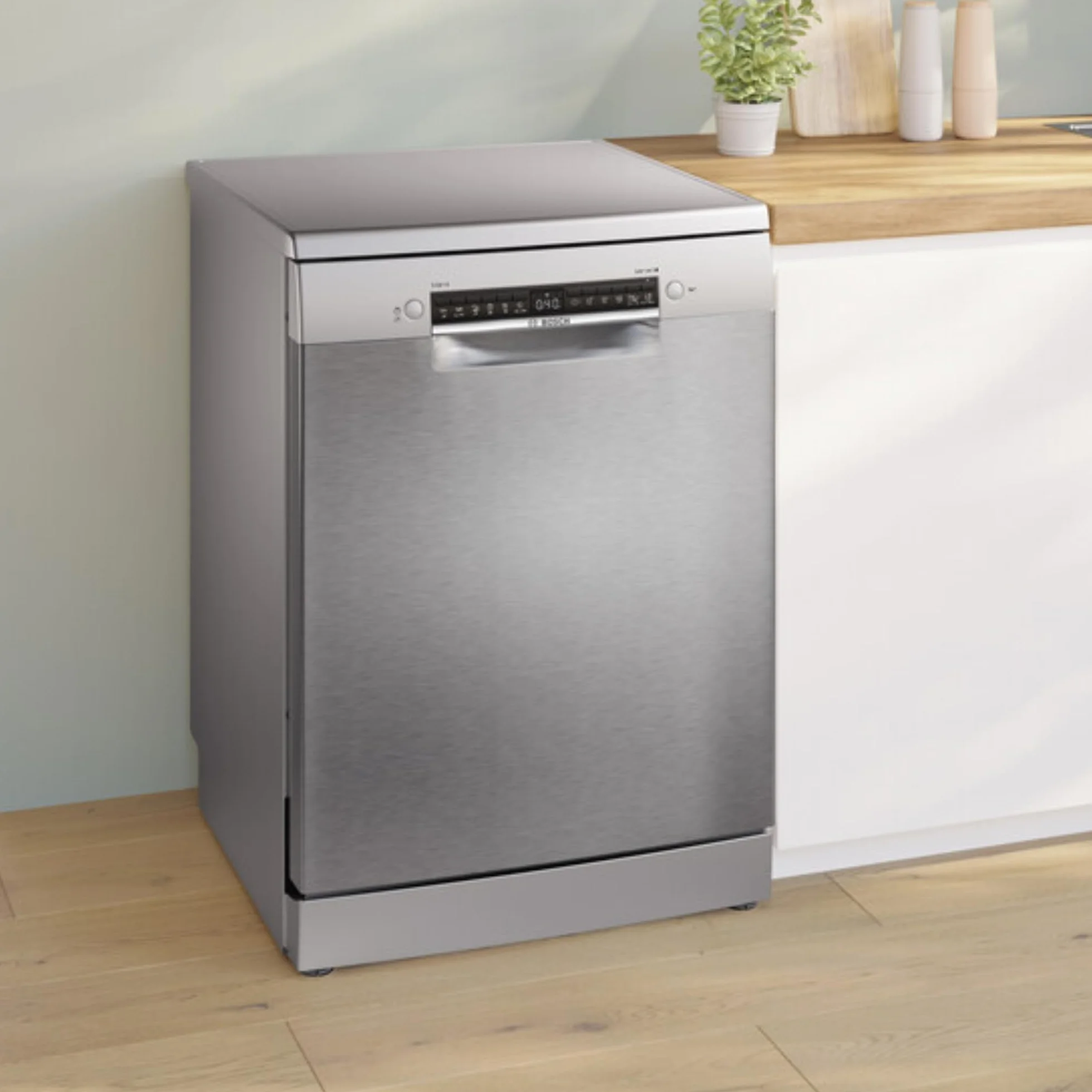 Bosch Lavavajillas libre instalación 60 cm Serie 4 Home Connect AquaStop Acero SMS4HTI03E