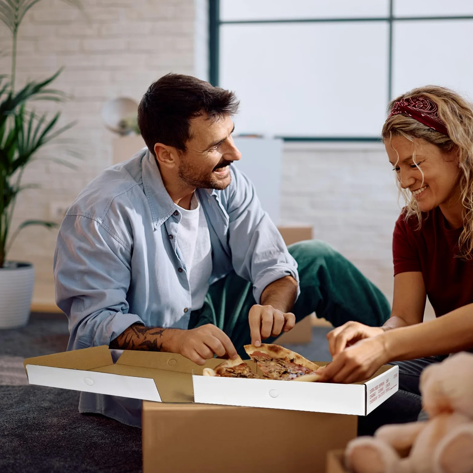 15 cajas de pizza corrugadas de papel kraft blanco de 8.4 x 8.4 x 1.7 pulgadas, cajas de almacenamiento ventiladas para llevar, adecuadas para cajas de pizza personales