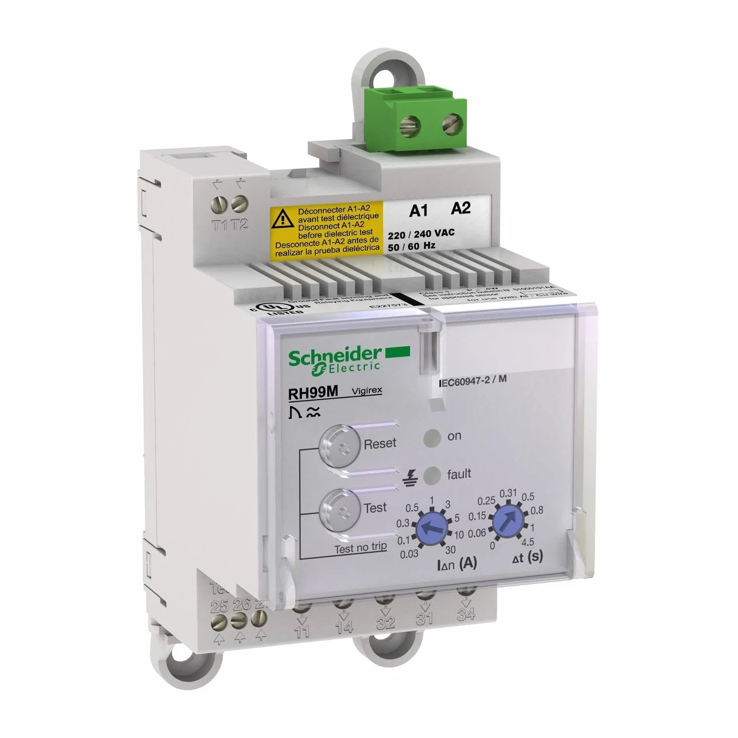 Schneider Electric 56173 Relé Diferencial Rh99M con Rearme Manual Local, 0.03.30 A, 0.4.5 S, 240 V