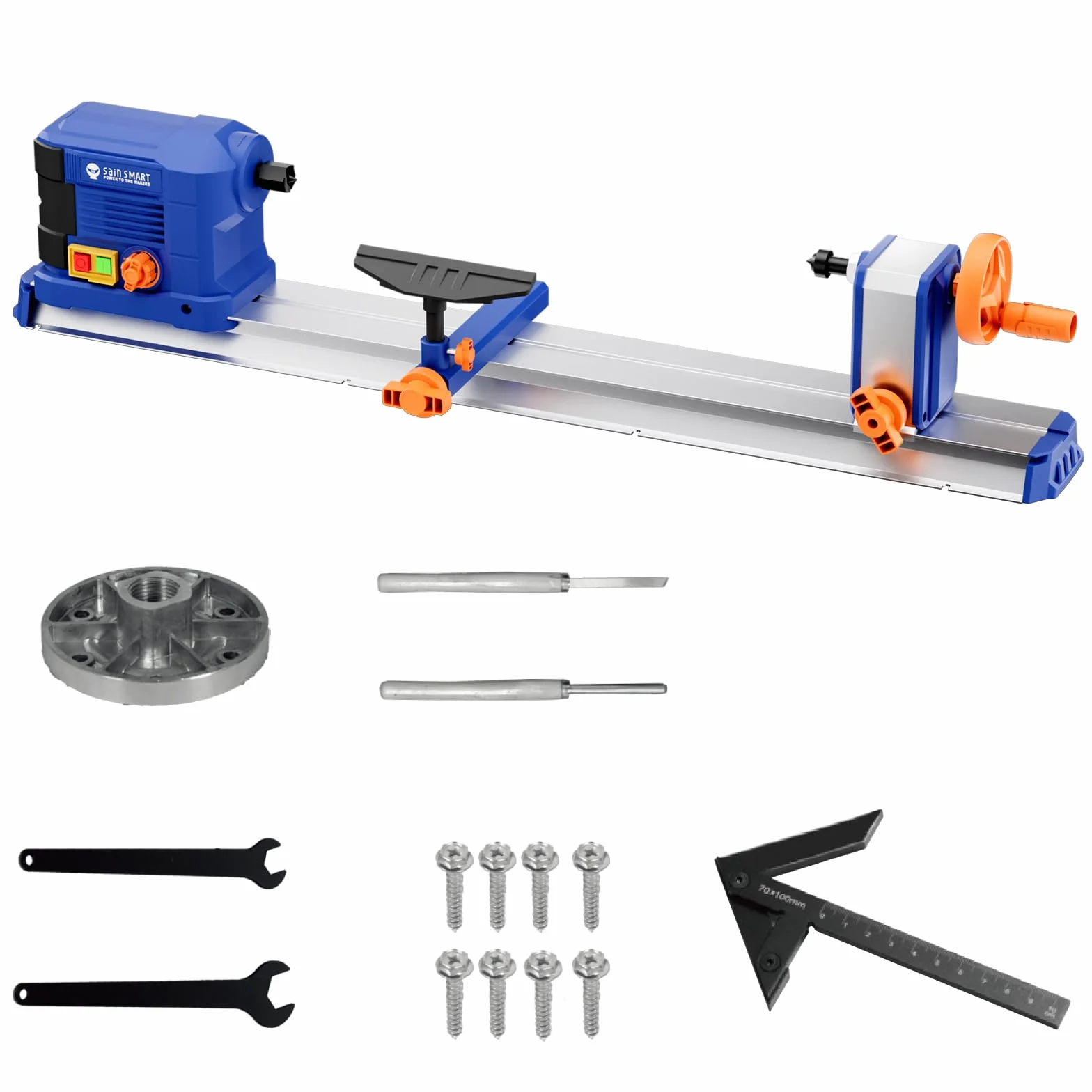 sainsmart Torno de Mesa, 10 x 24 Pulgadas, 600 W, 0,8 HP, con Control de Velocidad Continuo de 800-3000 RPM, Torno para Madera con Accesorios completos para Trabajar la Madera