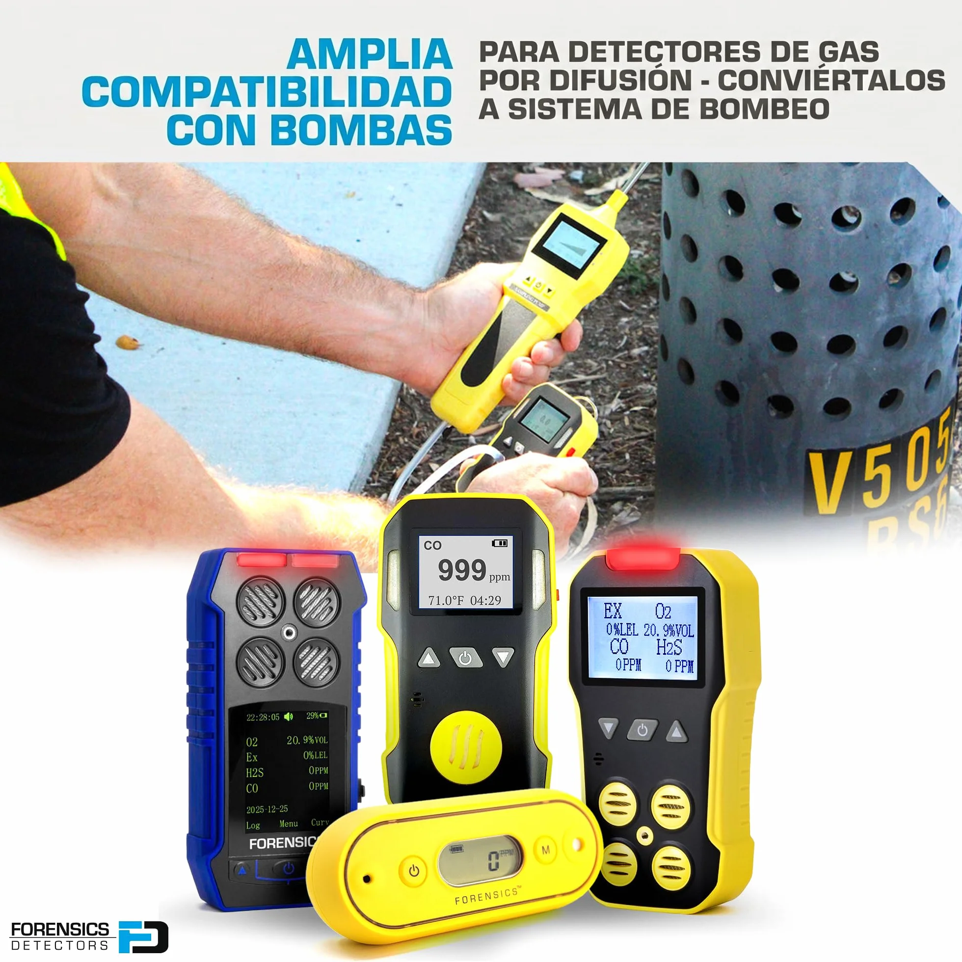 Forensics Bomba de muestreo de Gas | 1500Mah batería de Iones de Litio con Recarga USB