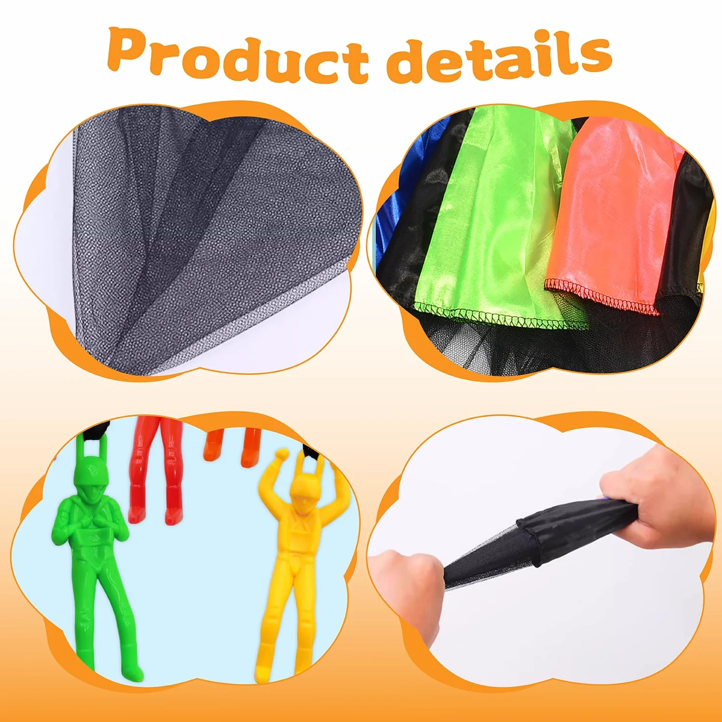 Juguetes paracaídas, Parachutist Hand Throwing Toy, Juegos de Exterior con Soldados y paracaídas, Mini paracaídas para niños (6 Piezas)