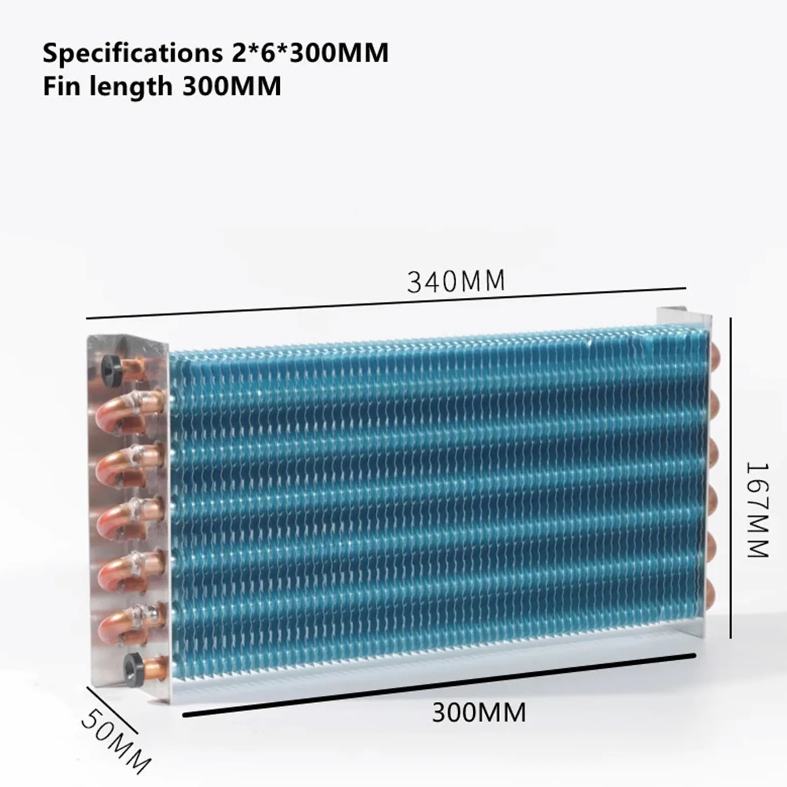 Genérico Evaporador y Condensador con Aletas de Aluminio y Tubo de Cobre de 2 x 6 x 300 mm for Equipos de refrigeración