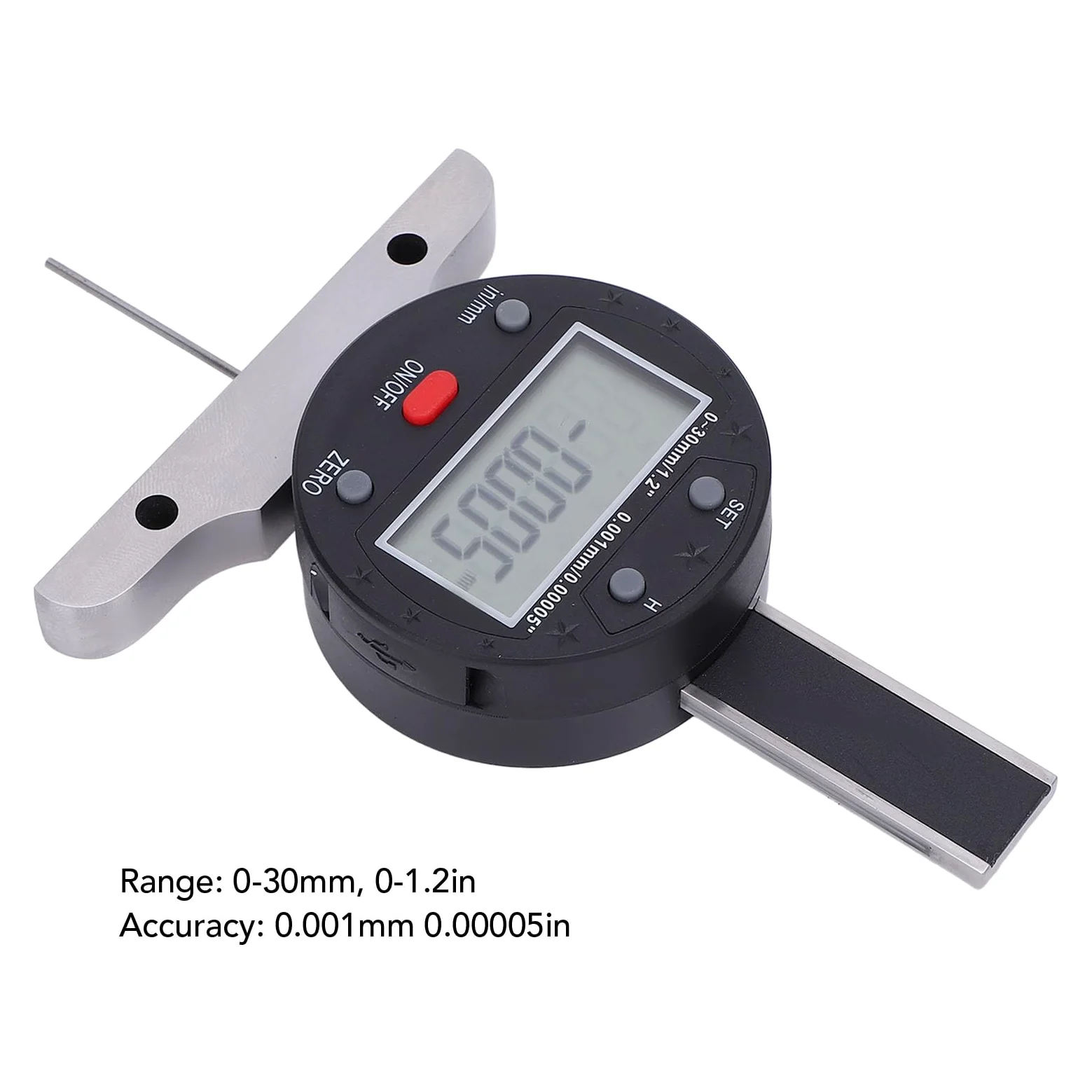 Alomejor Medidor de Profundidad Digital, Herramienta de Medición Electrónica de Alta Precisión para Carpintería y Metalurgia, Rango de 0-30 Mm, Acero de Aleación