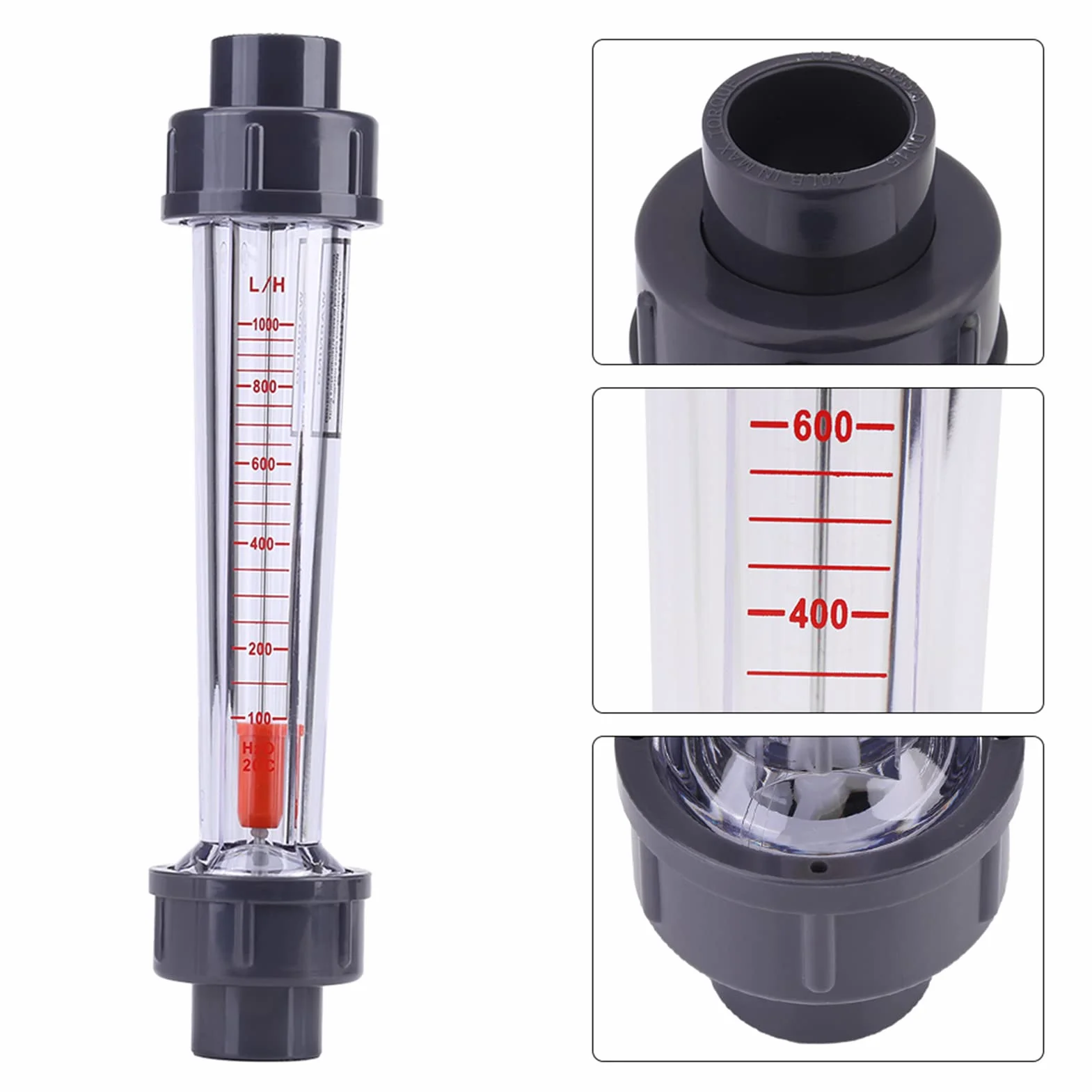 Medidor de flujo líquido 100-1000L/H DN15 tubo plástico