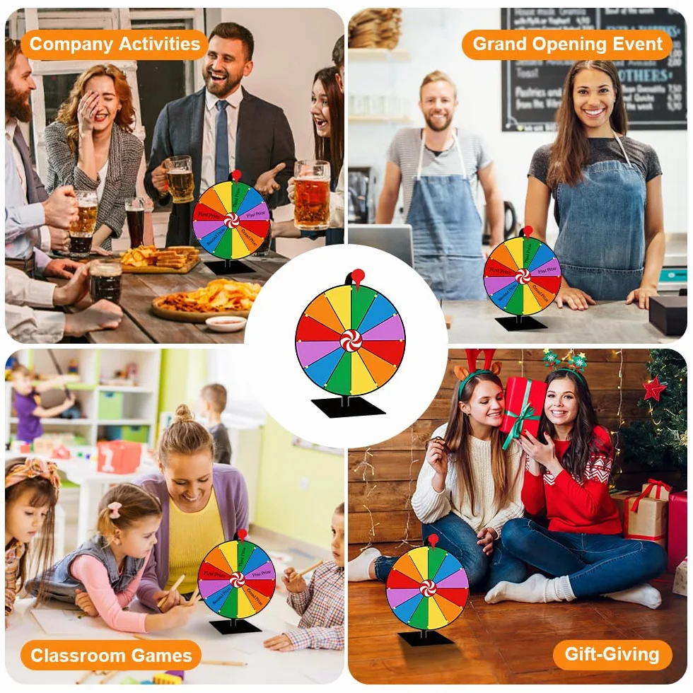 Ruleta Giratoria 30 cm 12 Ranuras Rueda de la Fortuna Antideslizante para Fiestas