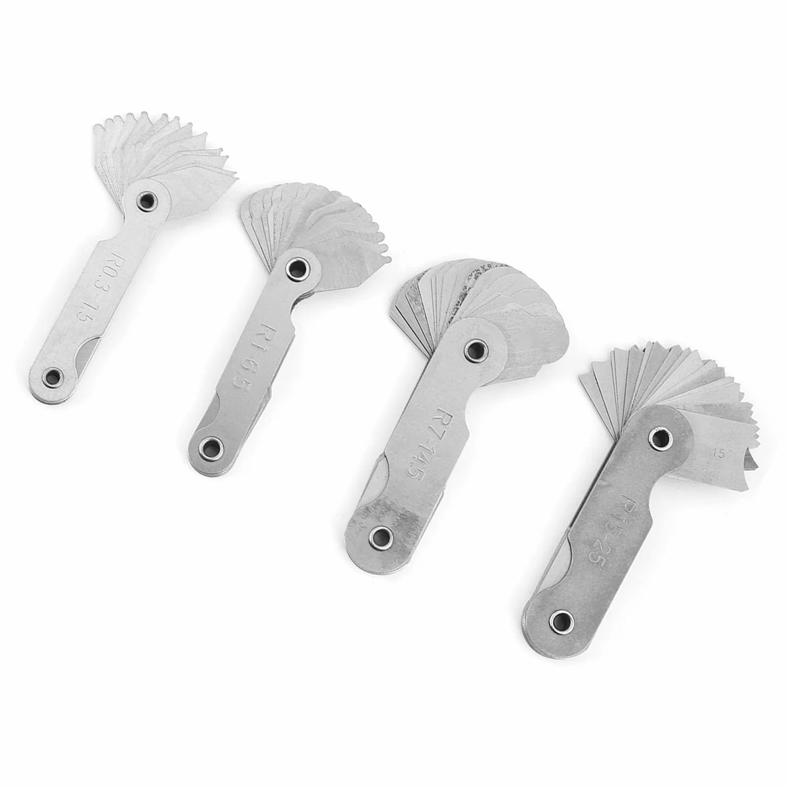 Hyuduo 4Pcs Radio Calibradores Acero Inoxidable Cóncavas Convexos Medidor R0.3-1.5 R1-6.5 R7-14.5 R15-25Mm