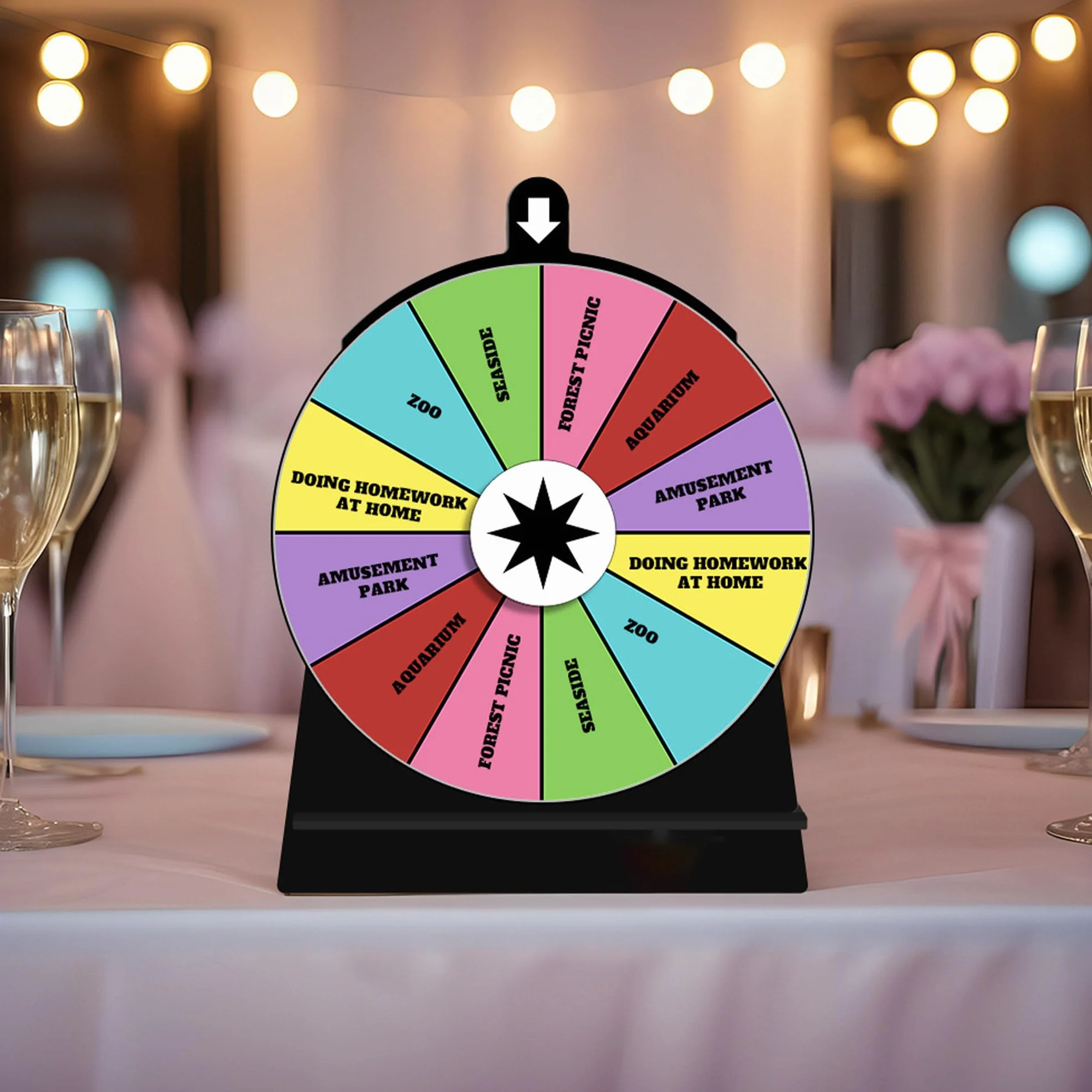 Ruleta de la Fortuna Giratoria de Premios con Bolígrafo Borrable para Fiesta Carnaval