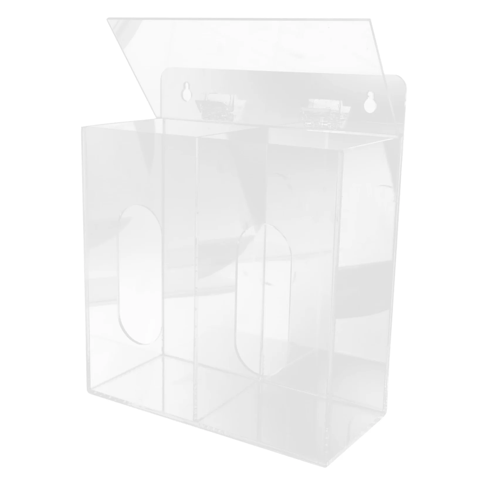 Dispensador de guantes acrílico, montaje en pared, caja de almacenamiento multifuncional para máscaras y guantes desechables con compartimentos, ahorra espacio para laboratorio