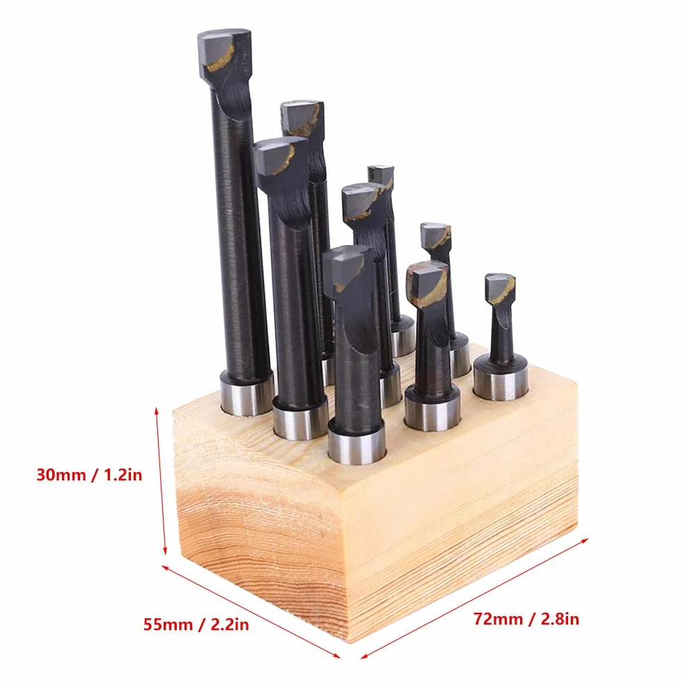 Juego de 9 barras de mandrinar de 12 mm de cabeza de acero de alta velocidad CNC herramienta de fresado de torno