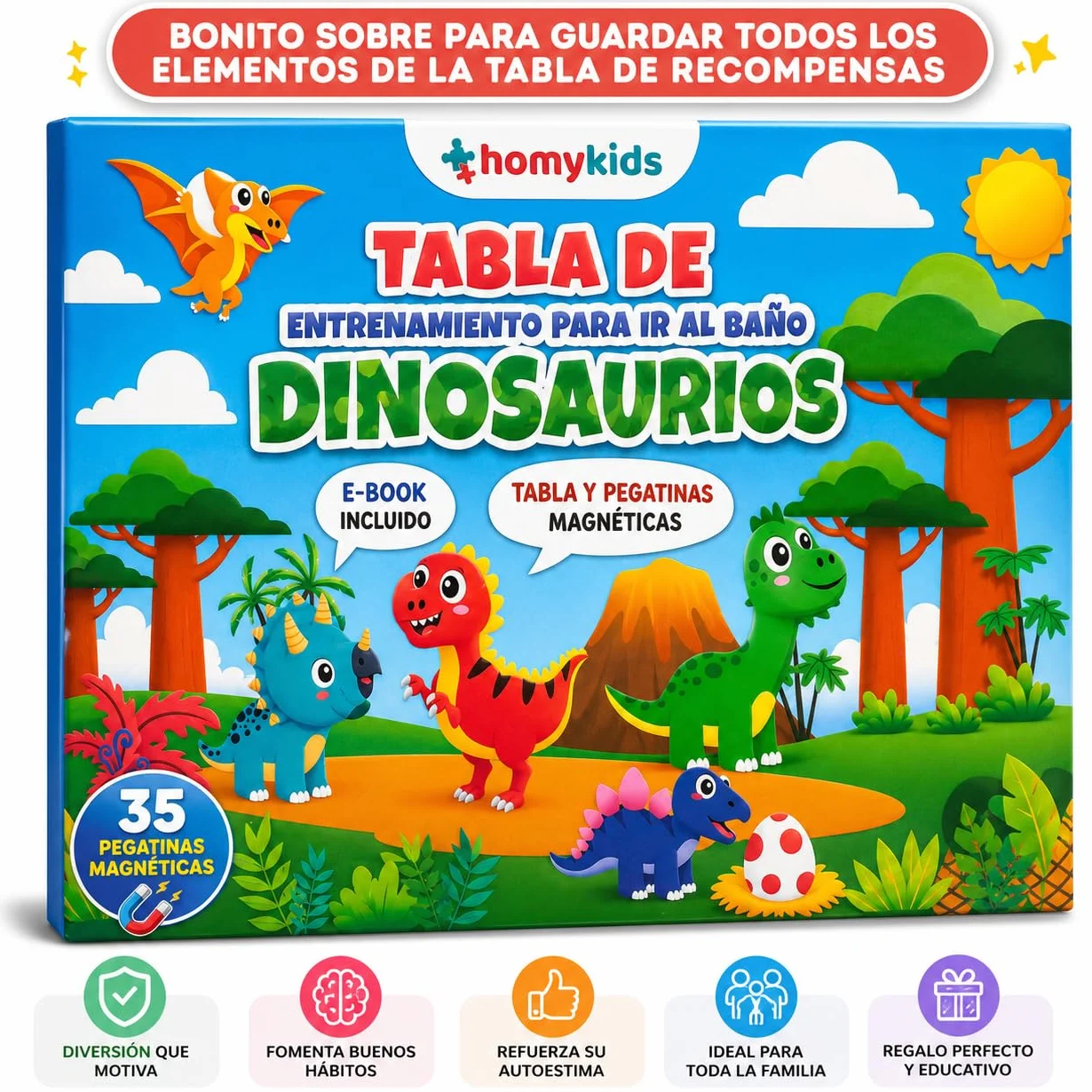 HOMYKIDS Tabla de Recompensas para Aprender a Ir al Baño en ESPAÑOL - Tabla de Entrenamiento con Pegatinas Magnéticas para Niños