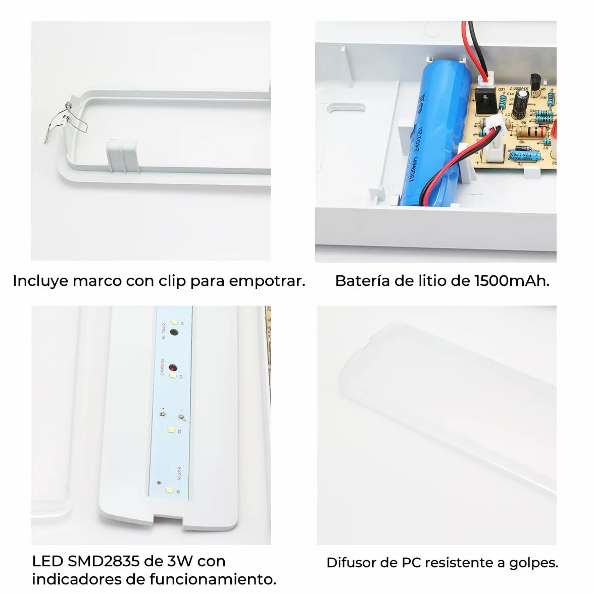 Alpinaluz Luz de Emergencia LED 3W con Batería de Litio, 265lm, 3 Horas