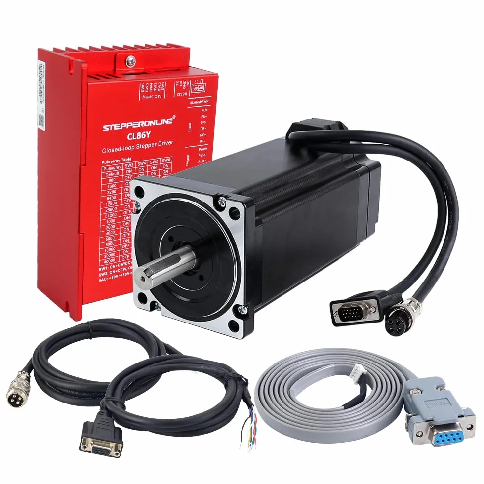 STEPPERONLINE YS Serie 1-Achs Closed-Loop Stepper-Kit V2.0 12,0 Nm (1699,34 oz.in) Motor Nema 34 con cable de 2,0 m y controlador 2.0 0-8,5 A 20-80 VAC/30-110VDC