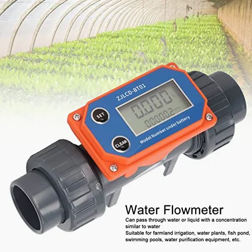 Medidor de flujo de agua con pantalla digital, medidor de flujo de agua de UPVC, medidor de sensor de agua de 10-150 l/min para riego de tierras agrícolas, plantas de agua, estanques de peces