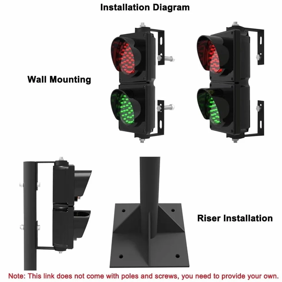 Semáforo LED con Control Remoto, Señal De Tráfico 2 En 1 Roja Y Verde, Carcasa De Policarbonato Negra, Impermeable IP65 For Exteriores, Apto For Carreteras Y Peajes.(24V)