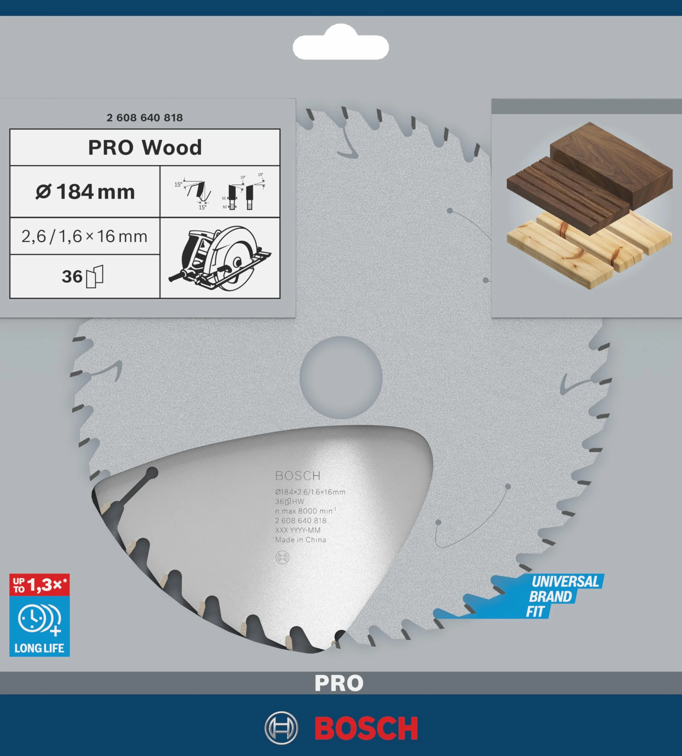 Bosch Hoja de sierra circular Optiline Wood 184 x 16 x 2,6 mm 36