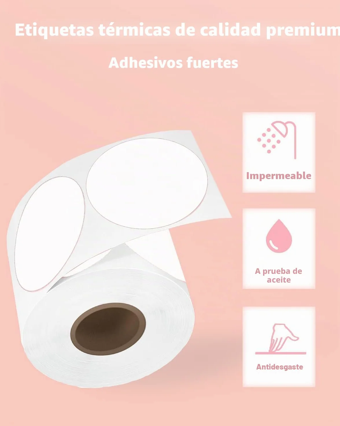 Phomemo Etiquetas redondas de 2 pulgadas, Blanco, 750 etiquetas, 50 x 50 mm, Térmicas autoadhesivas