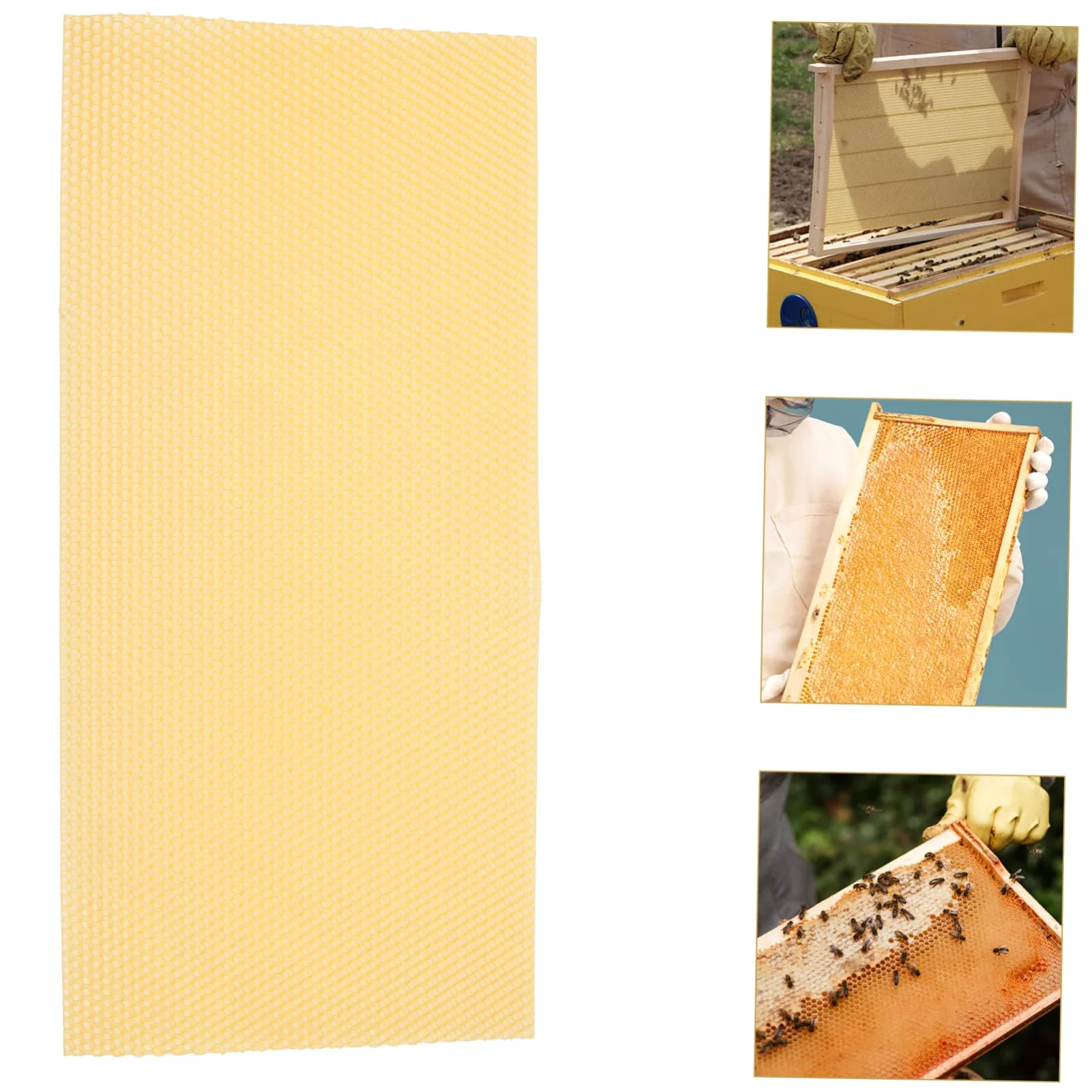 VANZACK 30 Láminas Base de Panal de Abejas de Cera Natural para Apicultura, Alta Producción y Rápida Formación de Colmena, Color Amarillo, Ideales para Manualidades y Fabricación de Velas
