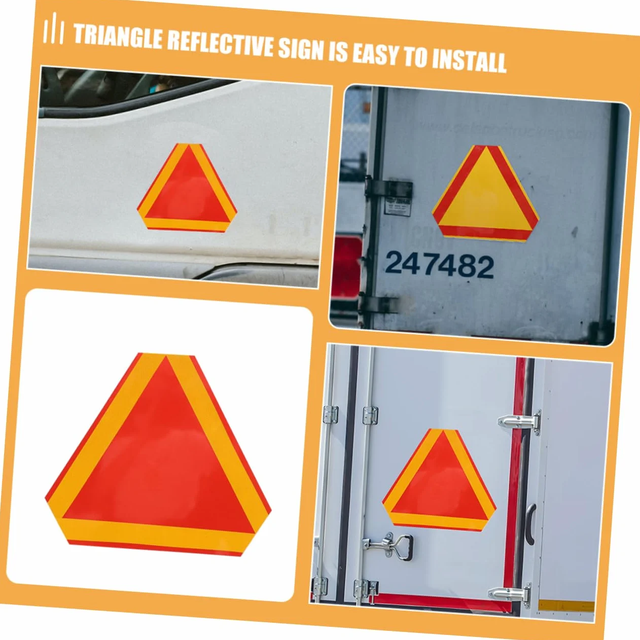 Juego de 3 Señales Triangulares Reflectantes de Seguridad Vial para Coche