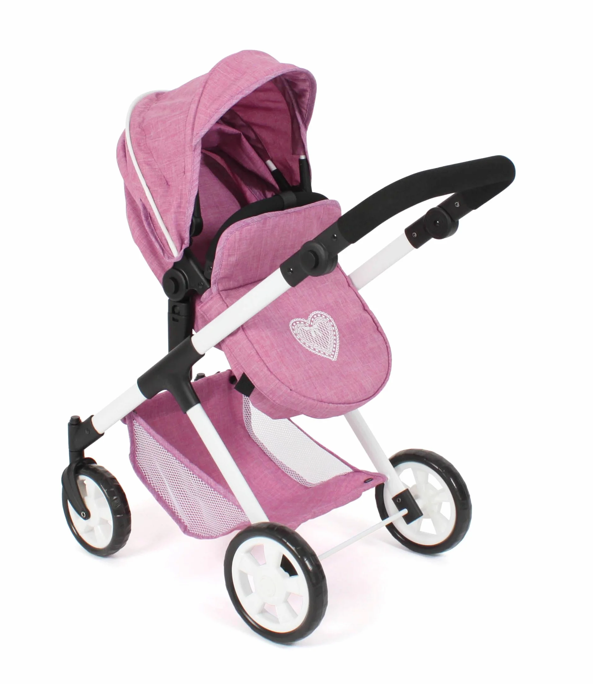 Bayer Chic 2000 Cochecito para muñecas Mila 2 en 1 Rosa Vaquero Mango Ajustable 39-72 cm 50 cm 3-7 años