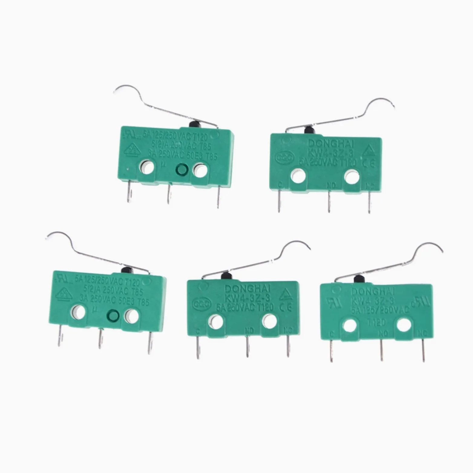 Interruptores industriales Interruptores micro táctiles de 3 pines NO + NC 5A 125VAC 250VAC Mini interruptor de límite Microinterruptores Microinterruptores con palanca de bisagra 5pcs Interruptores
