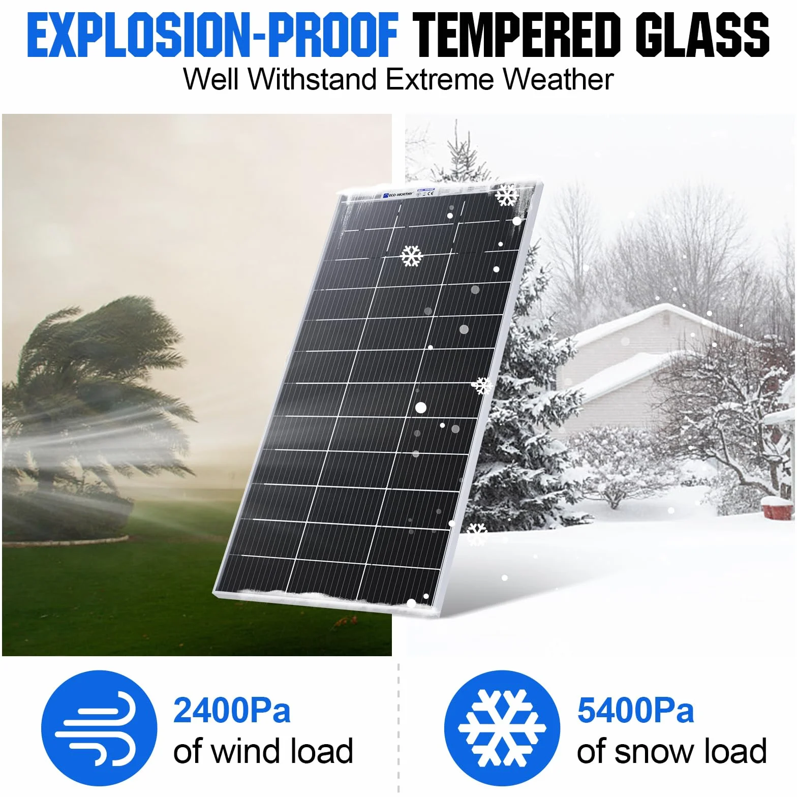 ECO-WORTHY Panel solar monocristalino de 390 W, Bifacial placa solar 12 V, 2 paneles solares de 195 W, ideal para cargar baterías de 12 V, para caravanas, jardines, barcos y techo de la casa