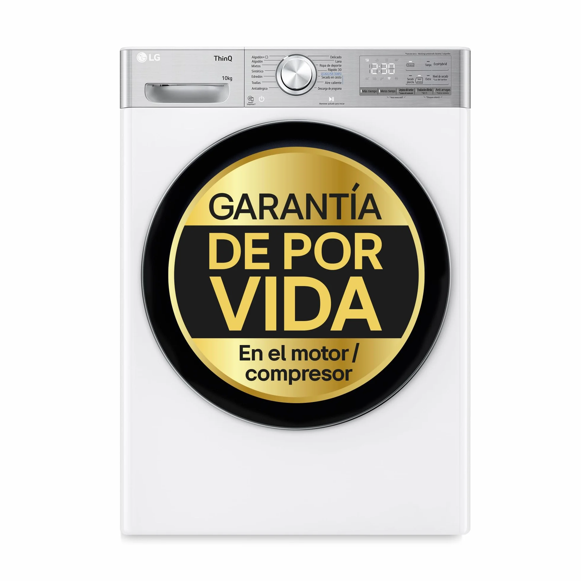 LG RH10V9AV2WR Secadora 10kg Bomba de Calor Dual Inverter Compressor Clase C Serie 900 Eco Hybrid Gran LED Acero Negro Mate