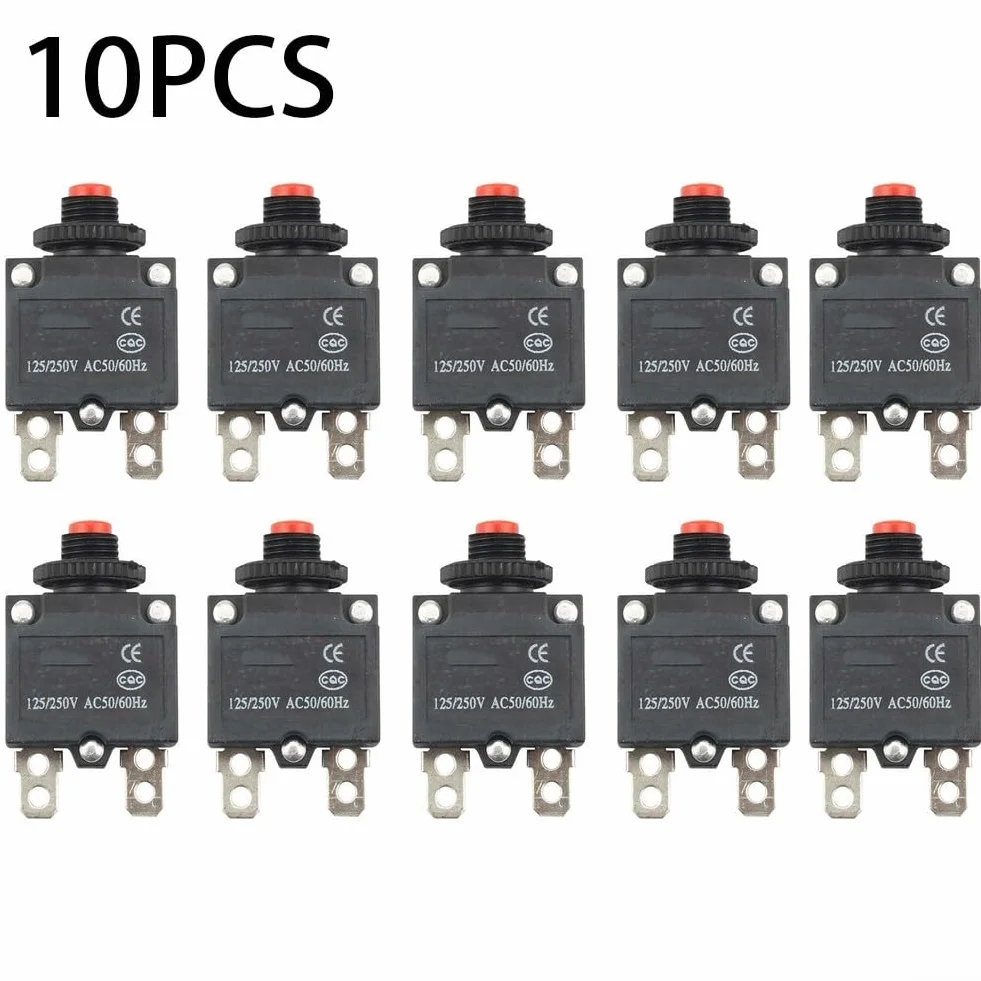 Fusible térmico de sobrecarga de 10 A, fusible de botón de reinicio de 250 V CA para equipos industriales, compatible con HT-01-A WP-01, paquete de 10