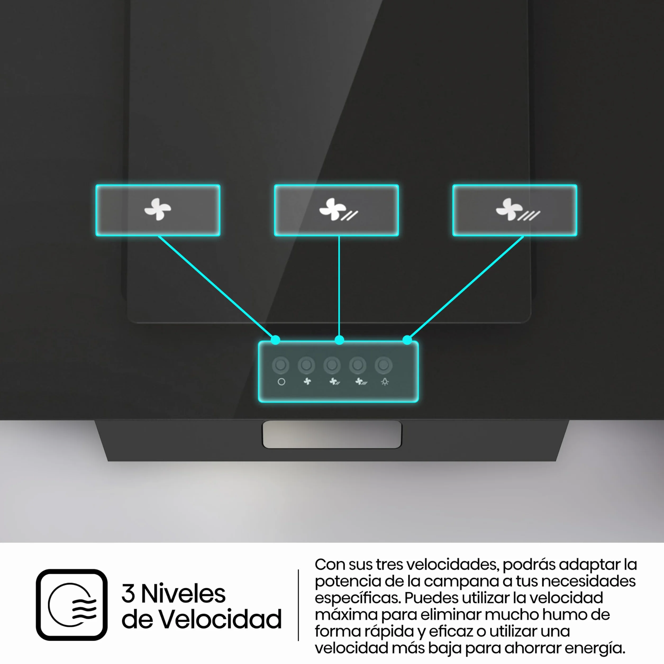 Hisense Campana Decorativa 60 cm 650 m³/h LED Filtro de Aluminio