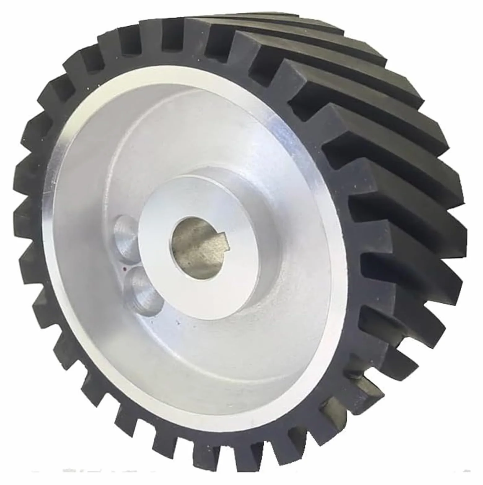 Rueda de contacto de goma dentada de 200 x 75 mm, lijadora de banda con equilibrado dinámico, soporte trasero y rodillo tensor.(Hard 90a,6201 installed 12)