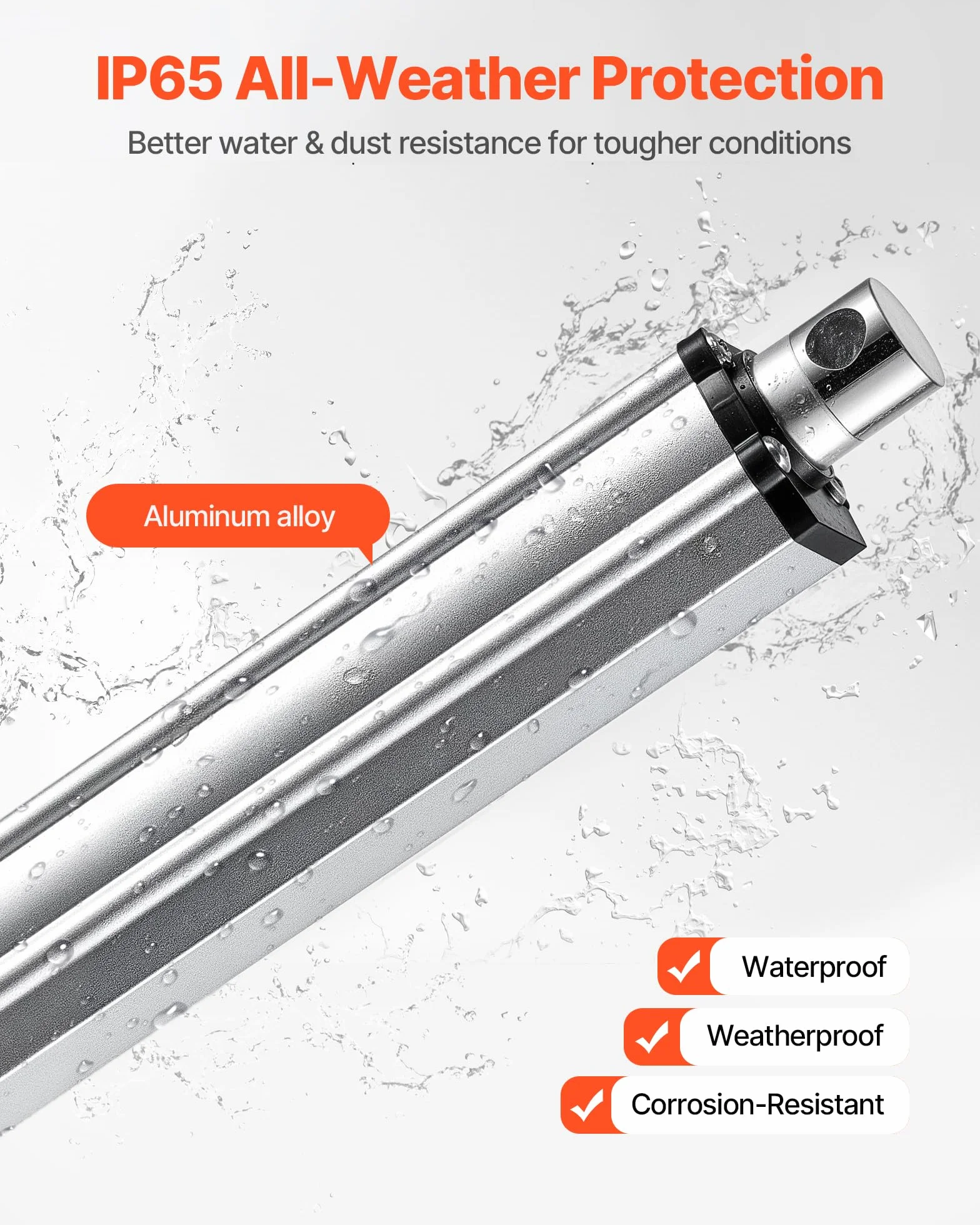 VEVOR Actuador Lineal de 12 V, Motor Lineal Impermeable IP65 de 1016 mm, 3000 N y 5 mm/s, con Soportes de Montaje para Seguidores Solares, Maquinaria Industrial y Abridores de Puertas, Plata
