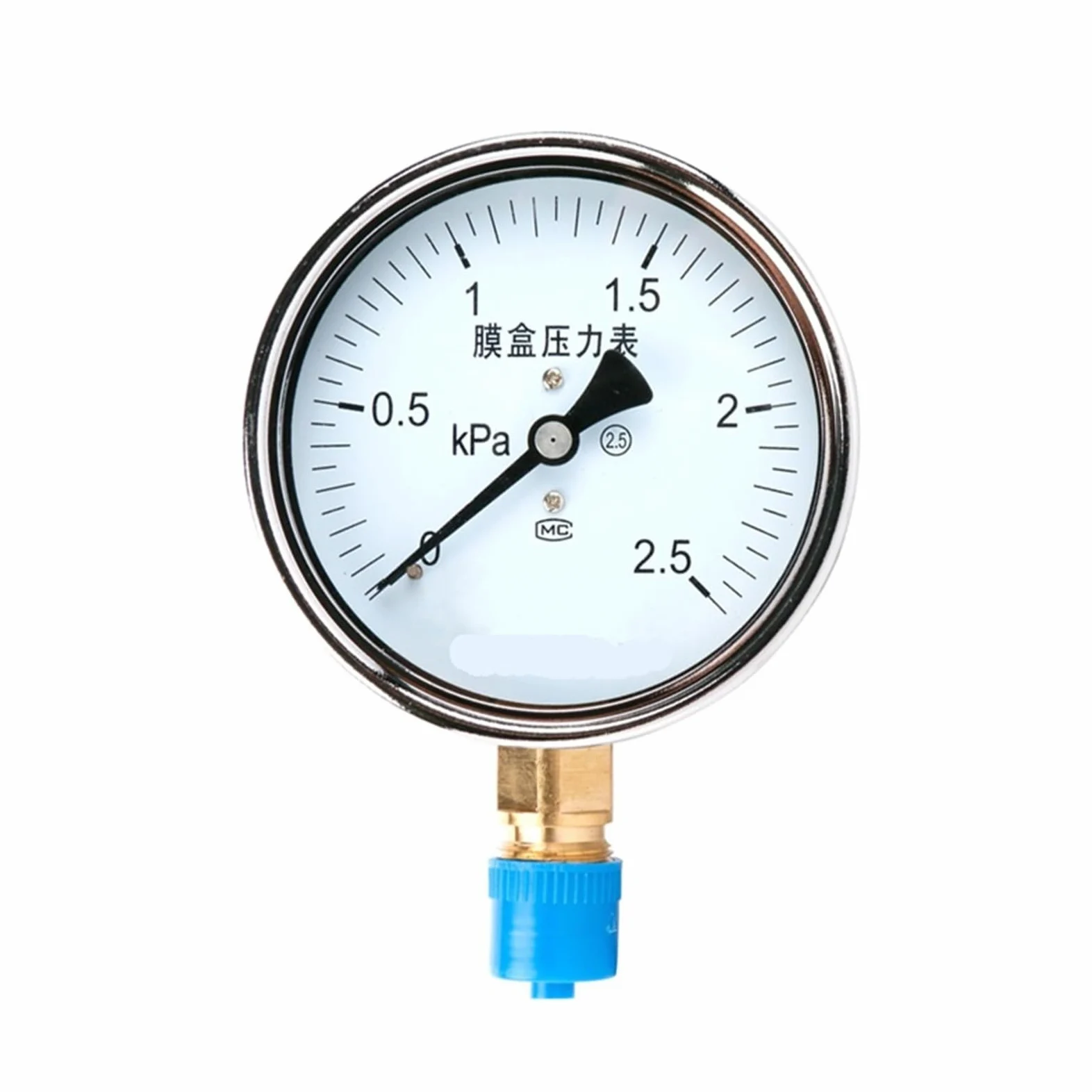 Manómetro de presión de vacío manómetro de agua Manómetro de presión de diafragma de aire de 0-30 KPA Manómetro de presión de caja de película de bronce fosforoso Medidor de presión positiva(0 1kpa)