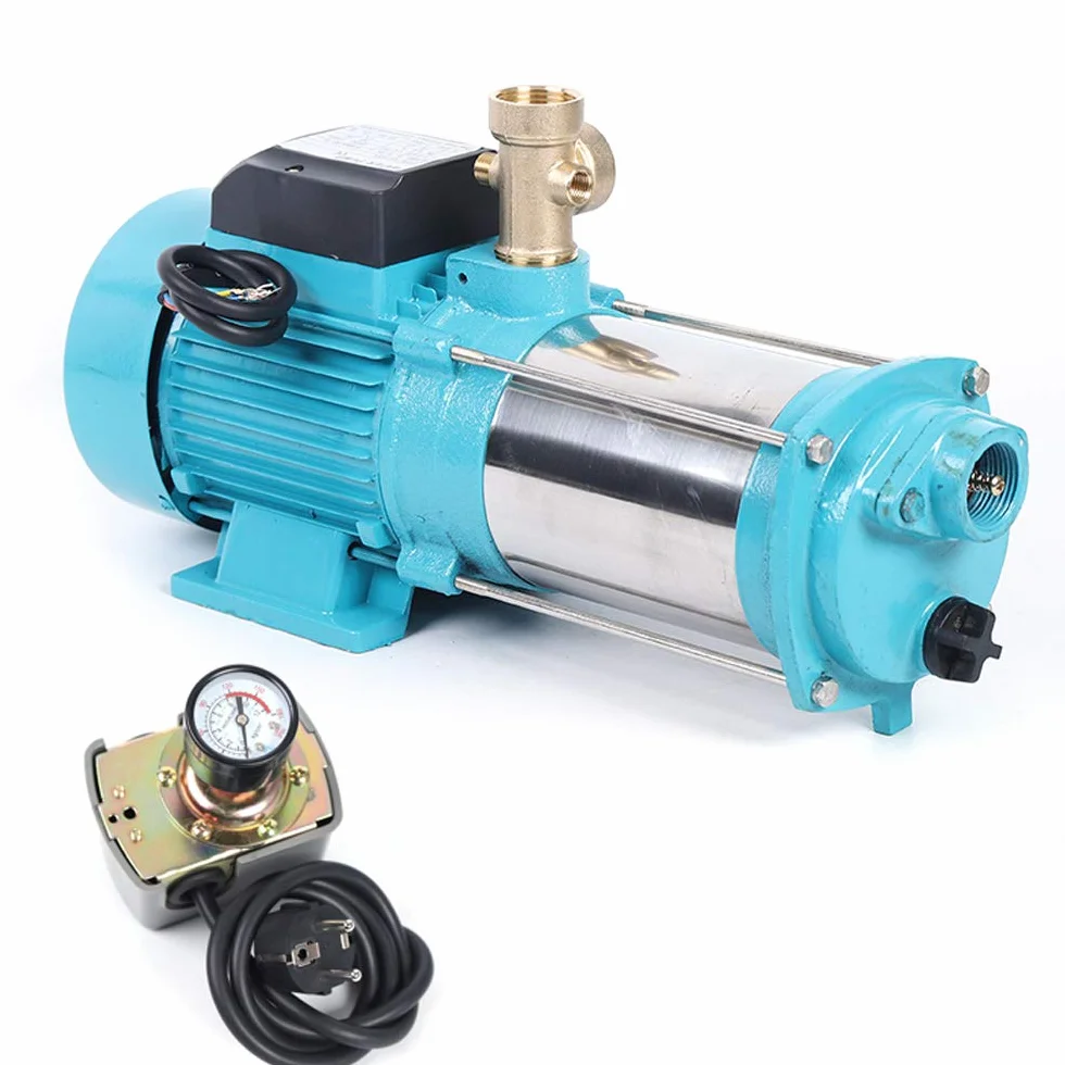 Bomba centrífuga de 1300 W, bomba de agua doméstica, bomba de jardín con manómetro e interruptor de presión, 220 V, bombas de agua para un jardín, bomba de agua eléctrica sumergible