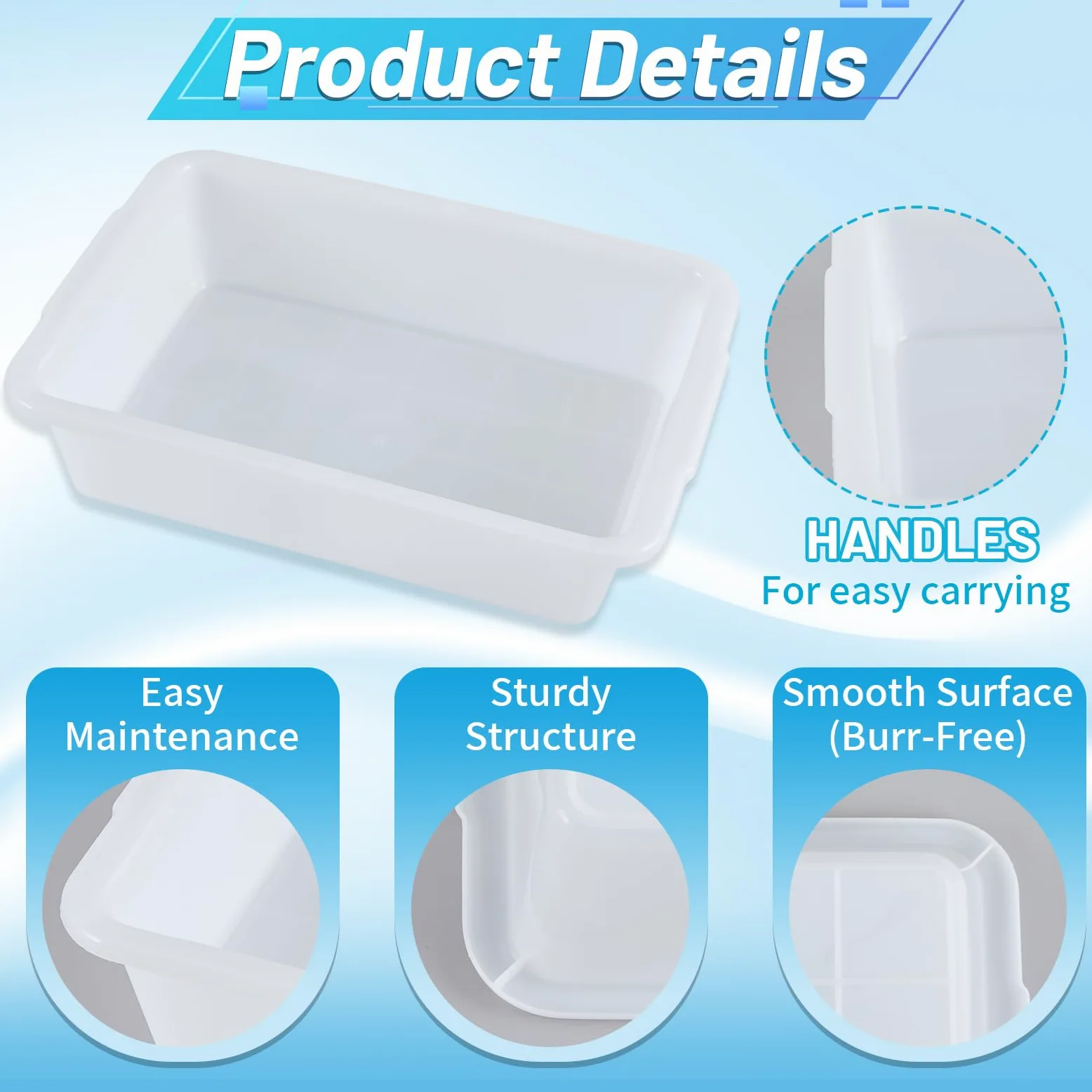 Remerry Paquete de 9 bandejas de contención de polipropileno, 3 tamaños (S/M/L), bandeja de laboratorio rectangular para esterilizar suministros de laboratorio, plástico duradero y resistente a la