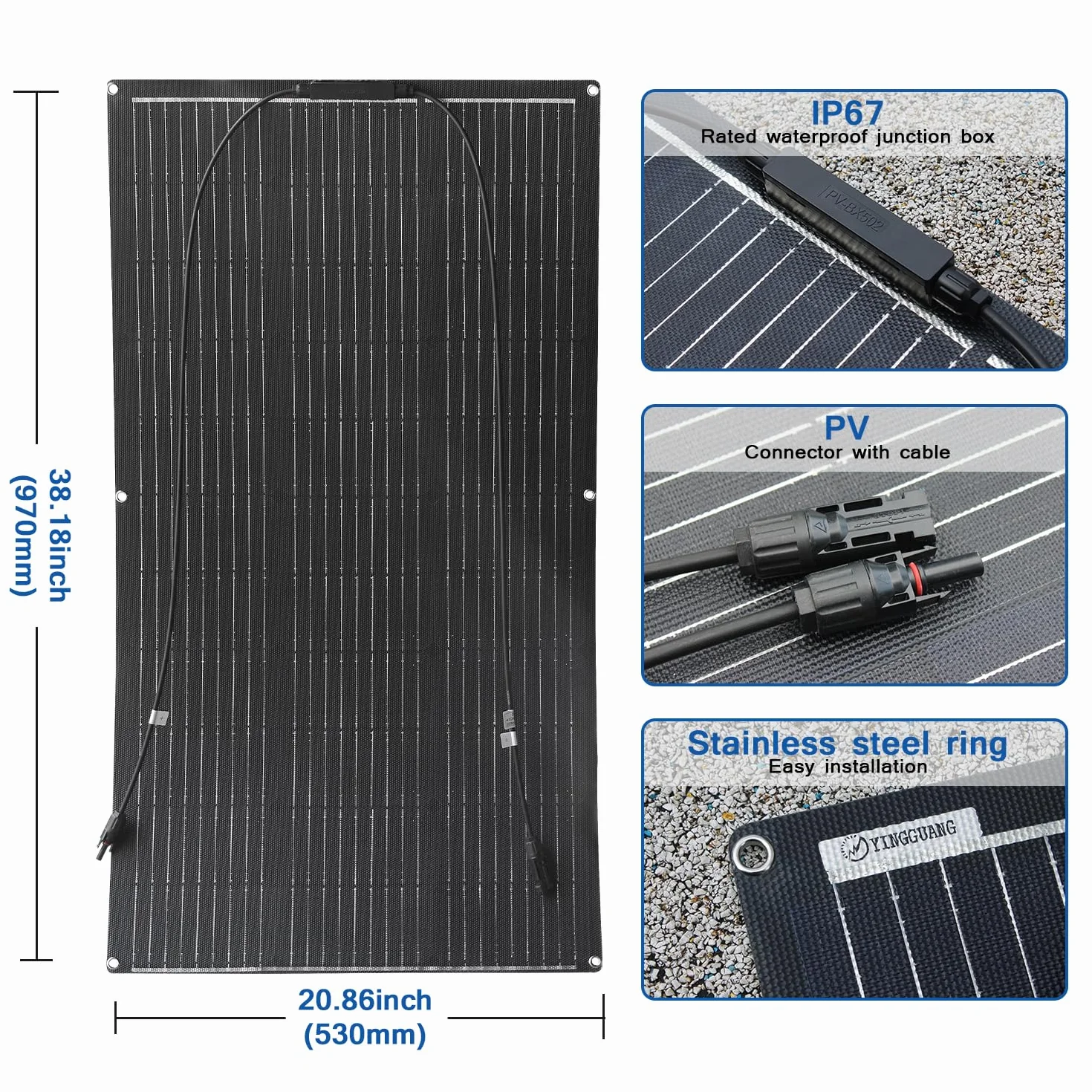 Panel Solar Flexible 100W ETFE Monocristalino 12V Cargador Solar