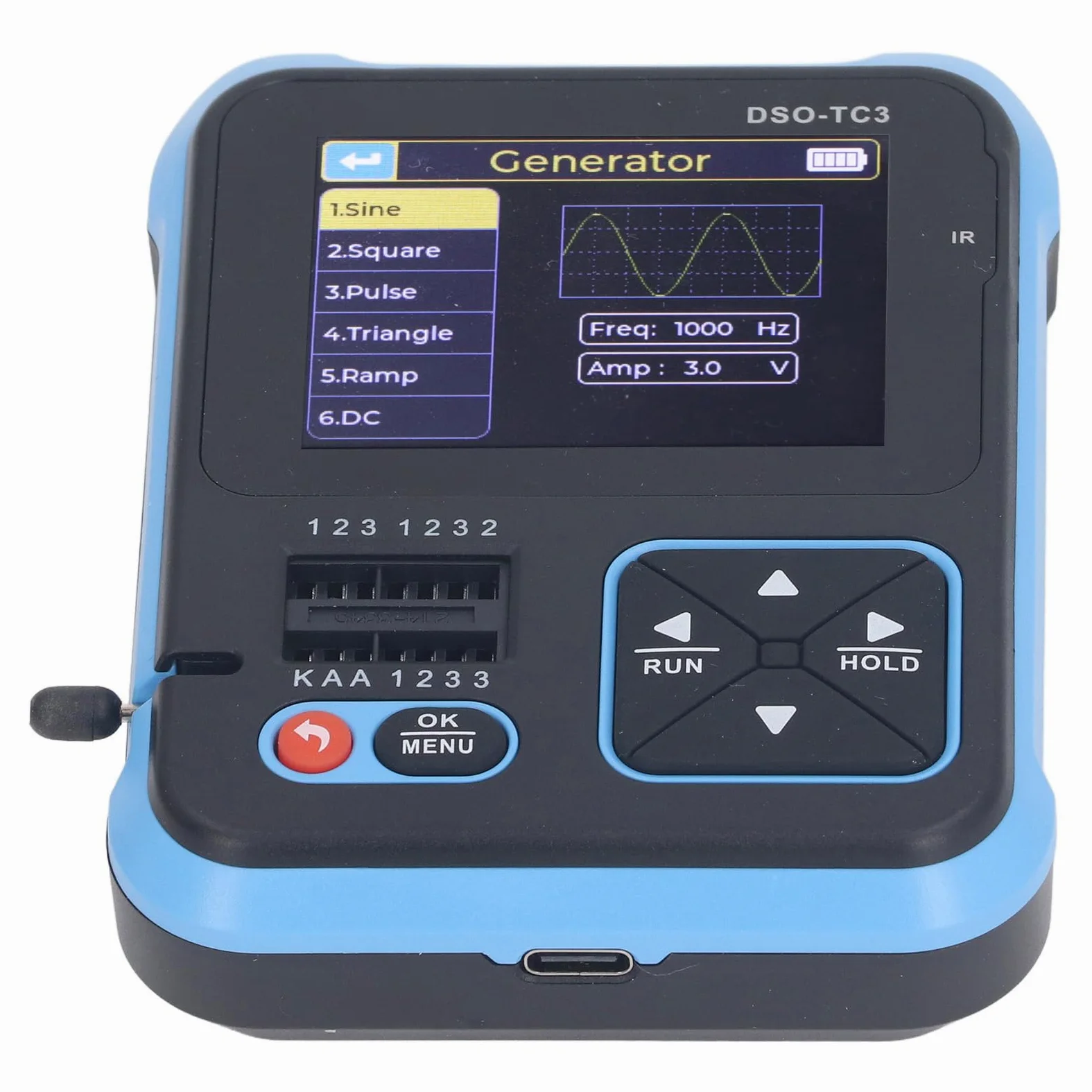 Duokon Osciloscopio DSO TC3, Osciloscopio Portátil 3 en 1, Probador de Componentes Digitales ABS y Generador de Funciones, 500 KHz 10 S, para Estudiantes Ingenieros Reparación de Laboratorio