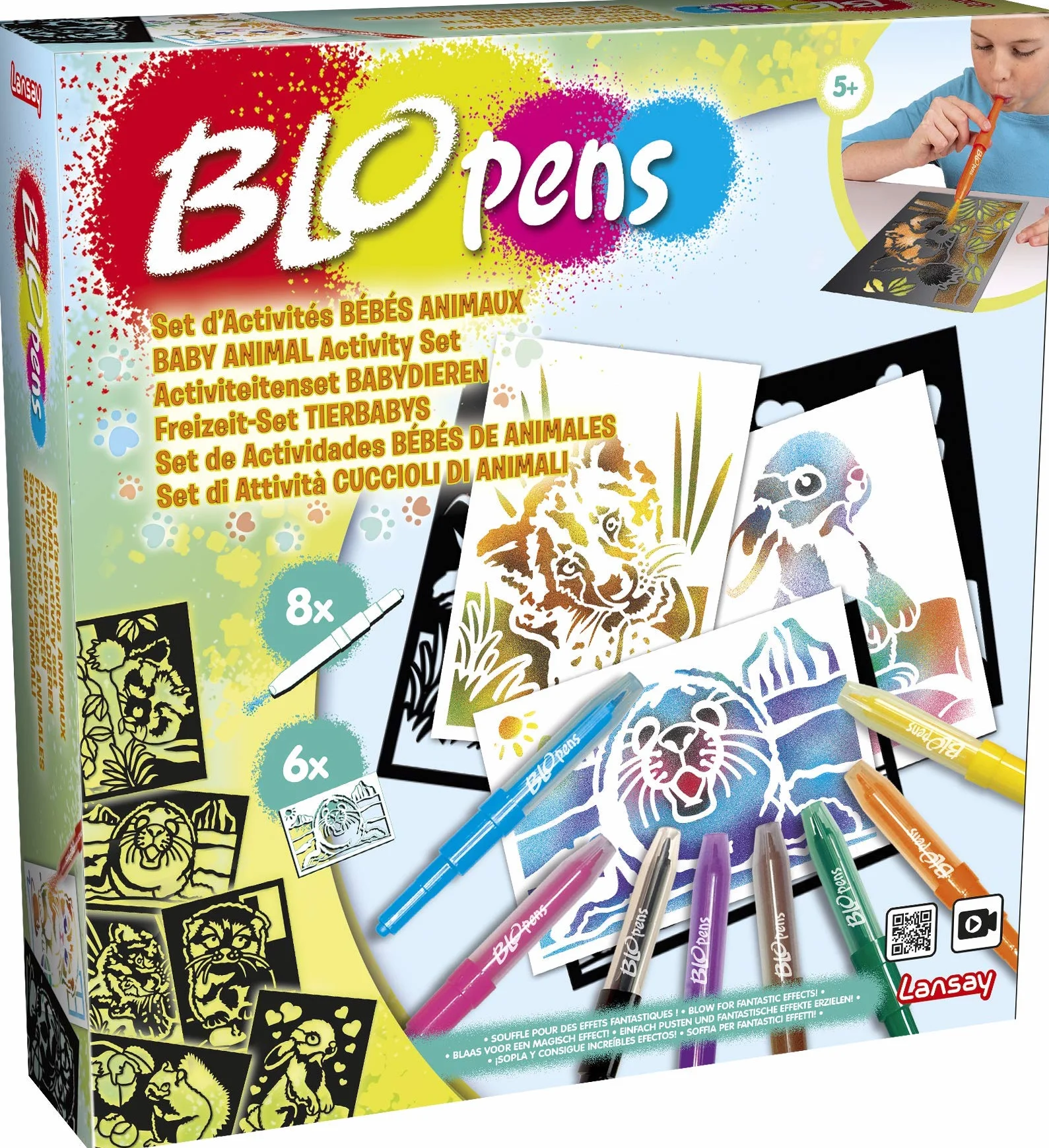 Lansay Blopens Super Centro de Actividades Mágicas Taller de Dibujo y Coloreo Niños 5+ años 13 Rotuladores Pupitre 16 Plantillas
